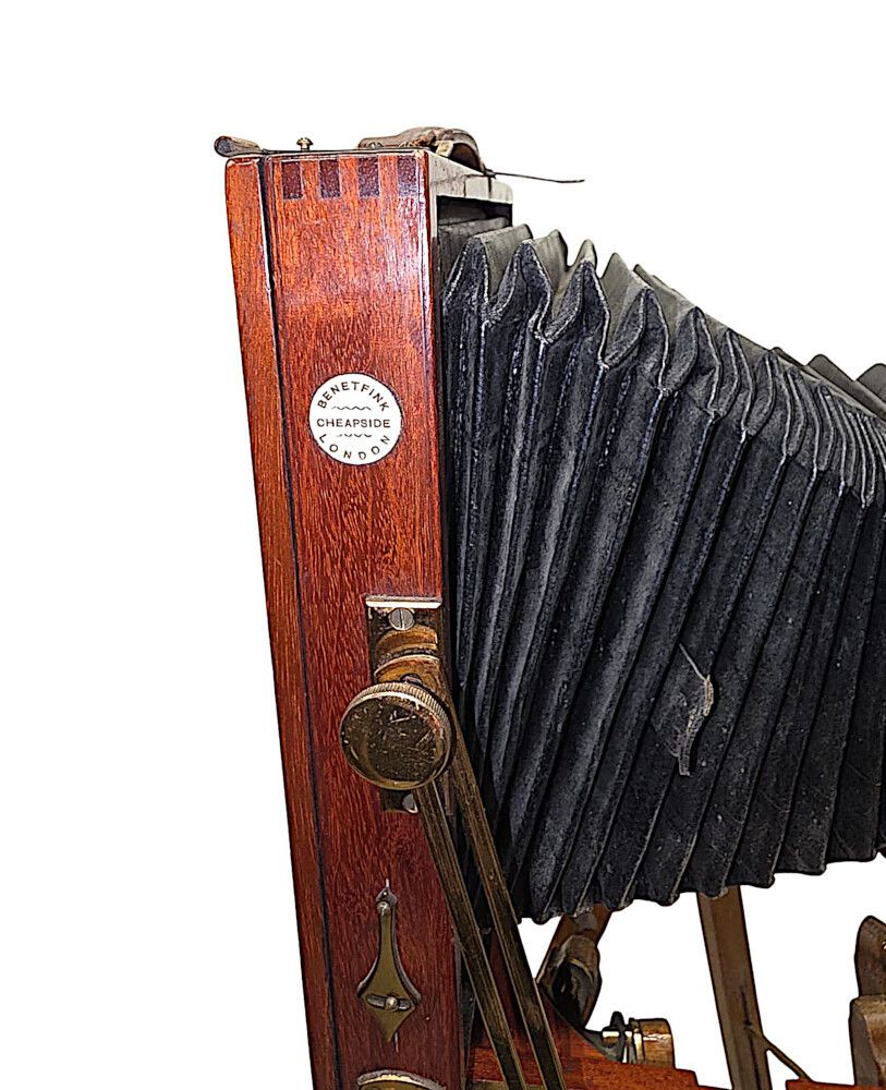 Home Decor A Very Fine Circa 1900 Double Racked Focus Half Plate Camera On Oak Tripod By Benetfink And Co, Cheapside London photo