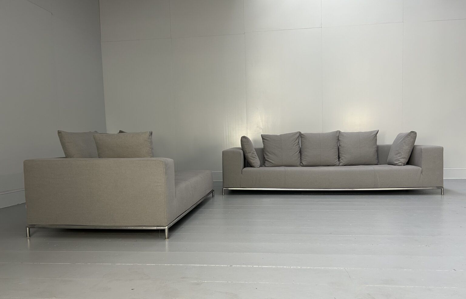 photo for sale B&B Italia “George” L Shape Sofa – In Pale Grey Linen