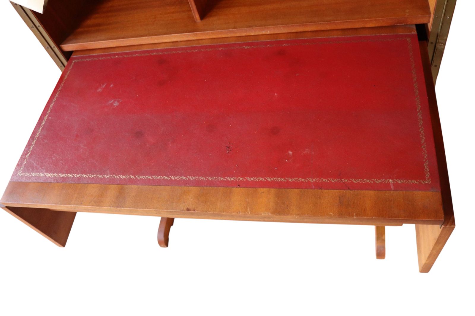 photo vinterior Mid Century Teak Newcraft Home Office Magic Box Style Foldaway Desk Cabinet