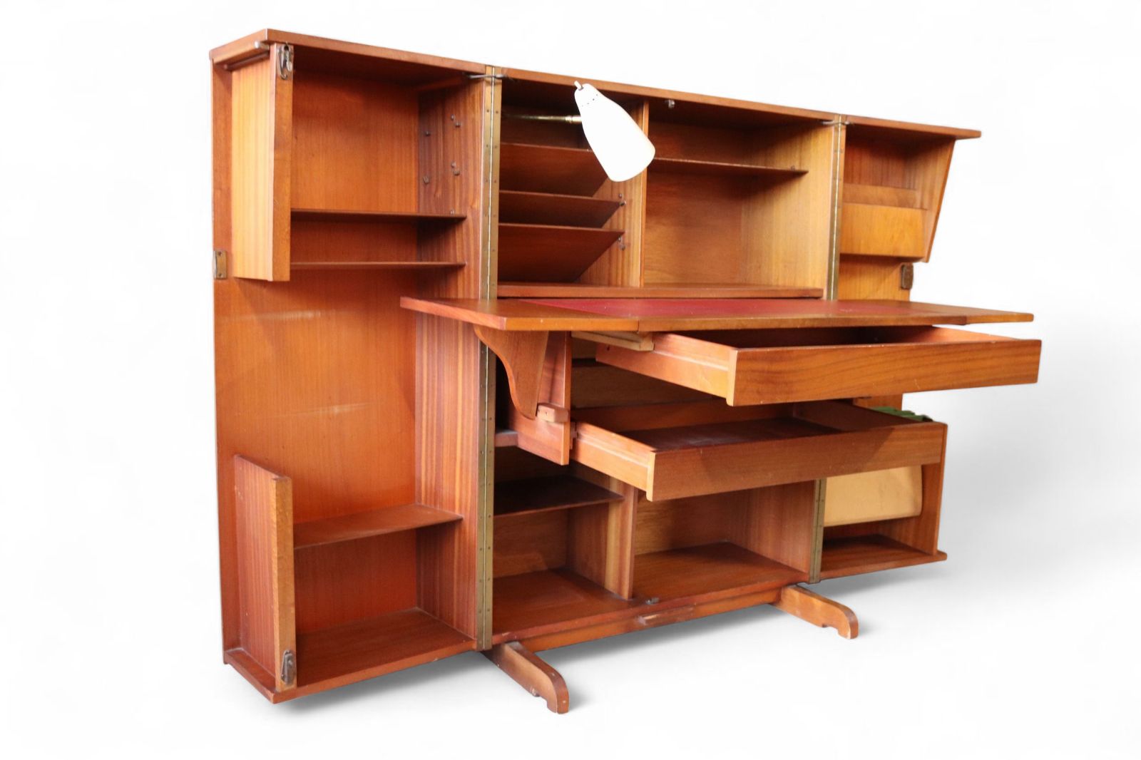 photo buy Mid Century Teak Newcraft Home Office Magic Box Style Foldaway Desk Cabinet
