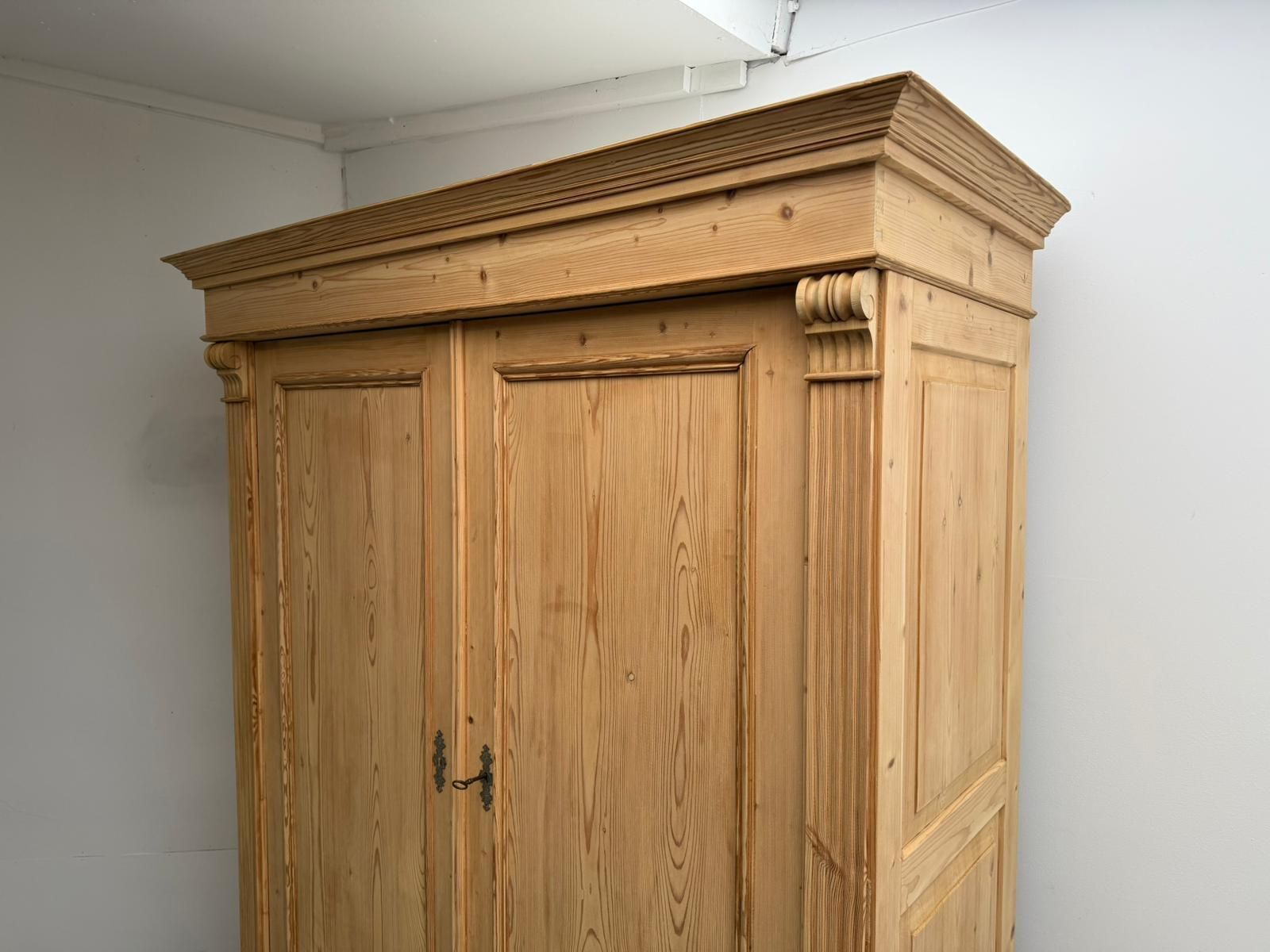 A Mint Clean Victorian Pine Shelved Knockdown Wardrobe To Wax/Paint photo vintage