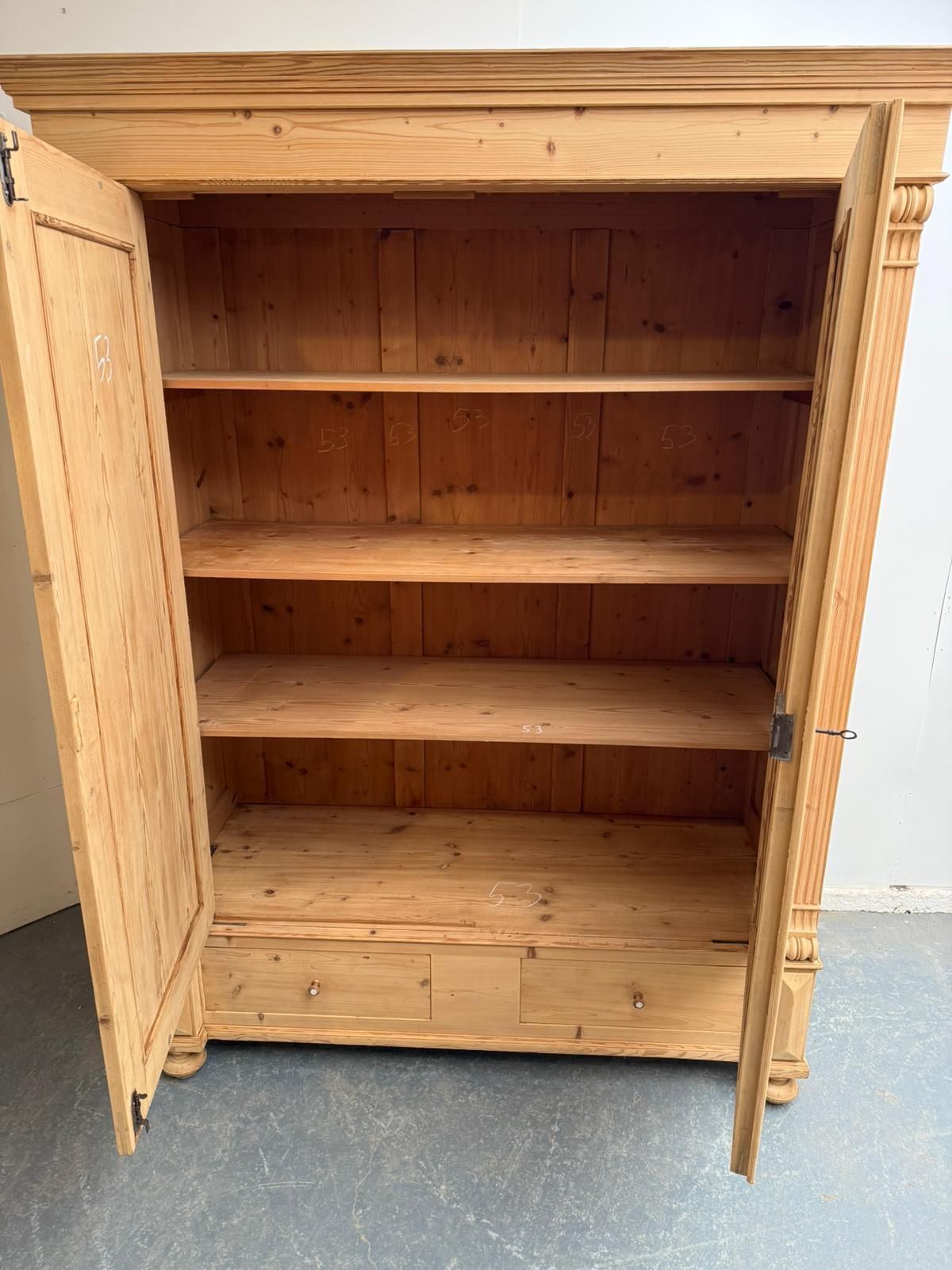 photo for sale A Mint Clean Victorian Pine Shelved Knockdown Wardrobe To Wax/Paint