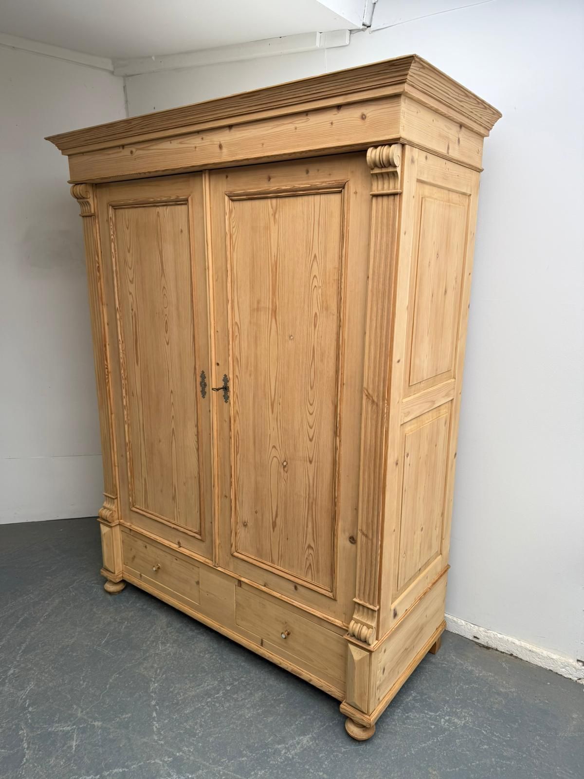 A Mint Clean Victorian Pine Shelved Knockdown Wardrobe To Wax/Paint