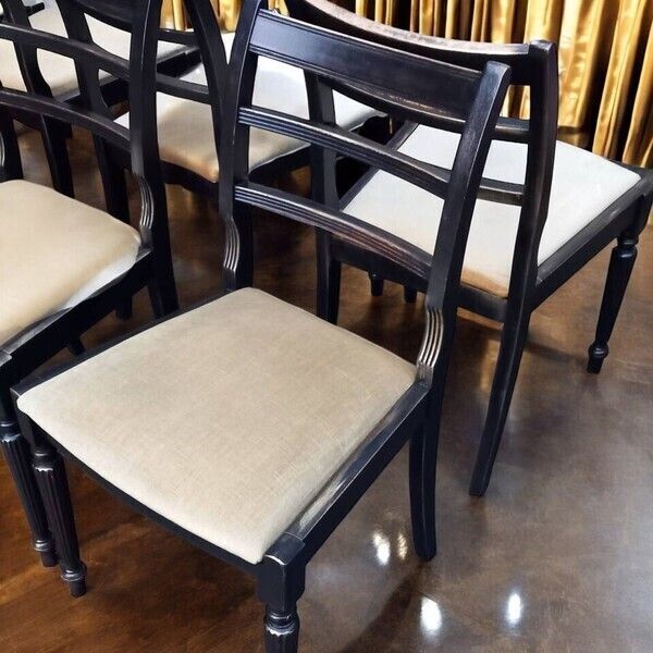 photo buy Restored 1975 McIntosh Twin Pillar Extending Dining Table & Eight Chairs | Hand Finished