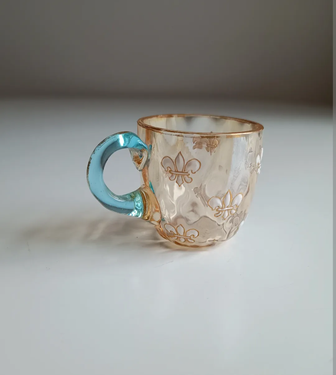 Miniature Liqueur Glass: Pantin France, Fleur De Lis Paste Enamel, Art Nouveau