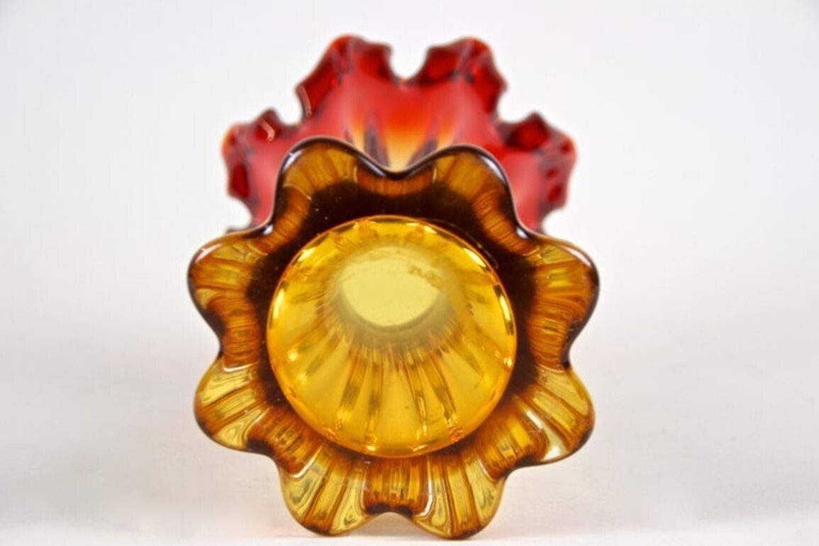 photo vinterior 20th Century Red/ Amber Murano Sommerso Glass Vase   Mid Century, It Ca. 1960