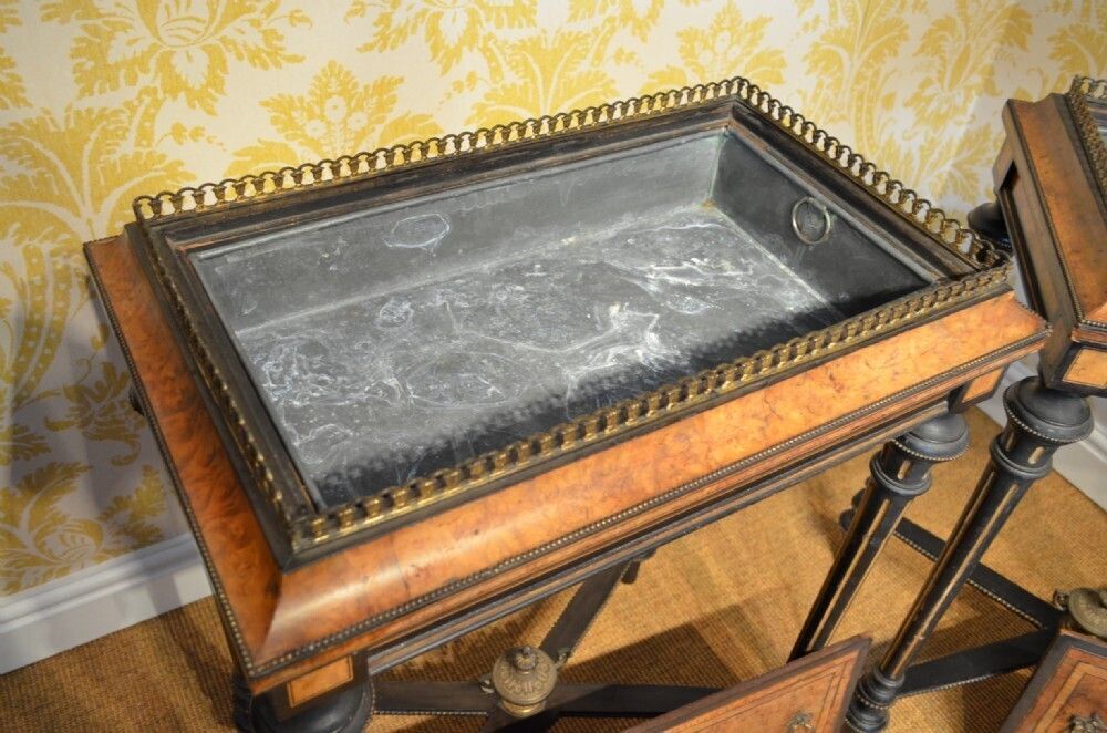 photo for sale Beautiful Pair Of 19th Century Walnut And Ebonised Jardinieres.