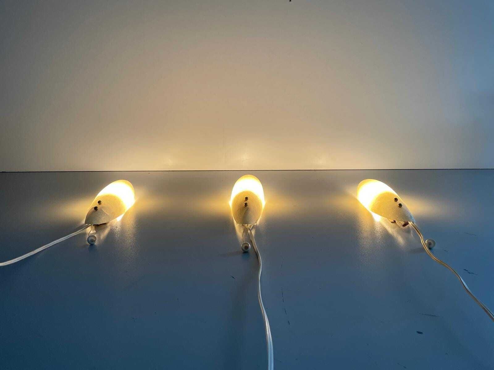 Elegant Leaf Design Fiberglass Set Of 3 Sconces, 1960s, Germany photo buy
