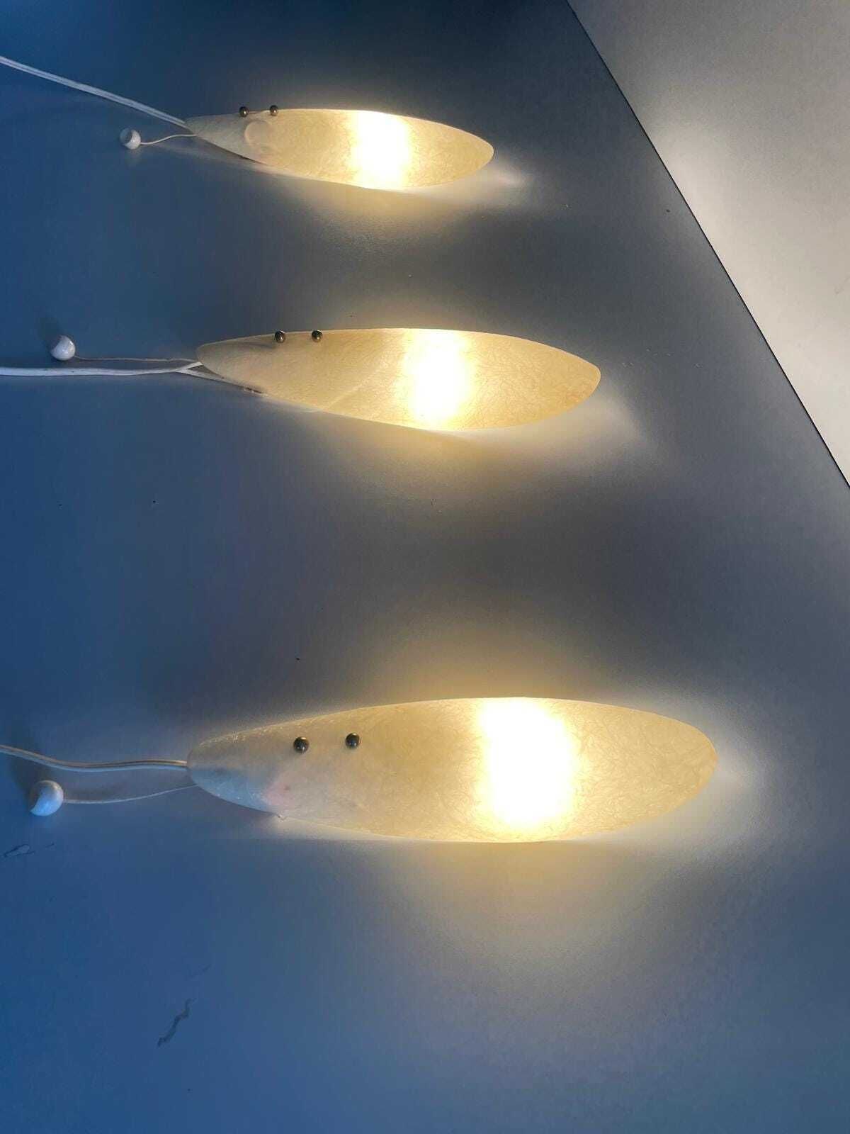 photo furniture Elegant Leaf Design Fiberglass Set Of 3 Sconces, 1960s, Germany