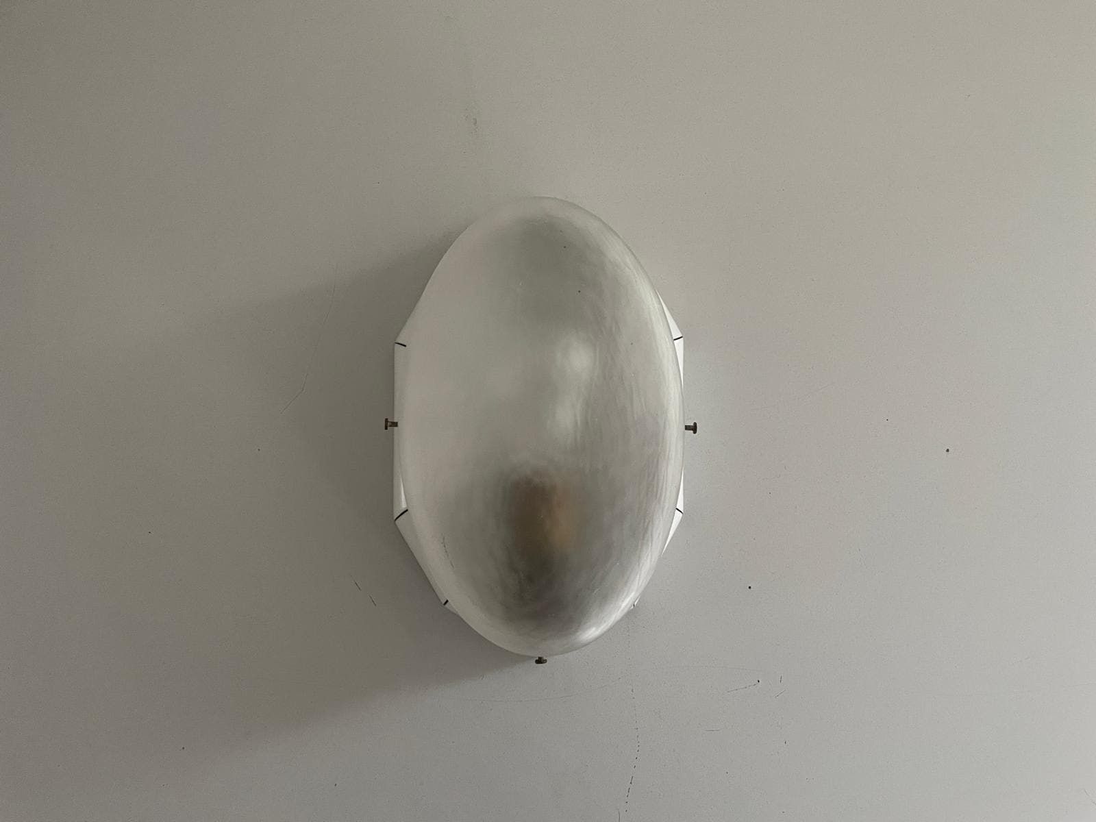 Lighting Oval Frosted Glass And Black White Porcelain Single Wall Or Ceiling Light By Ges. Gesch, 1930s, Germany photo