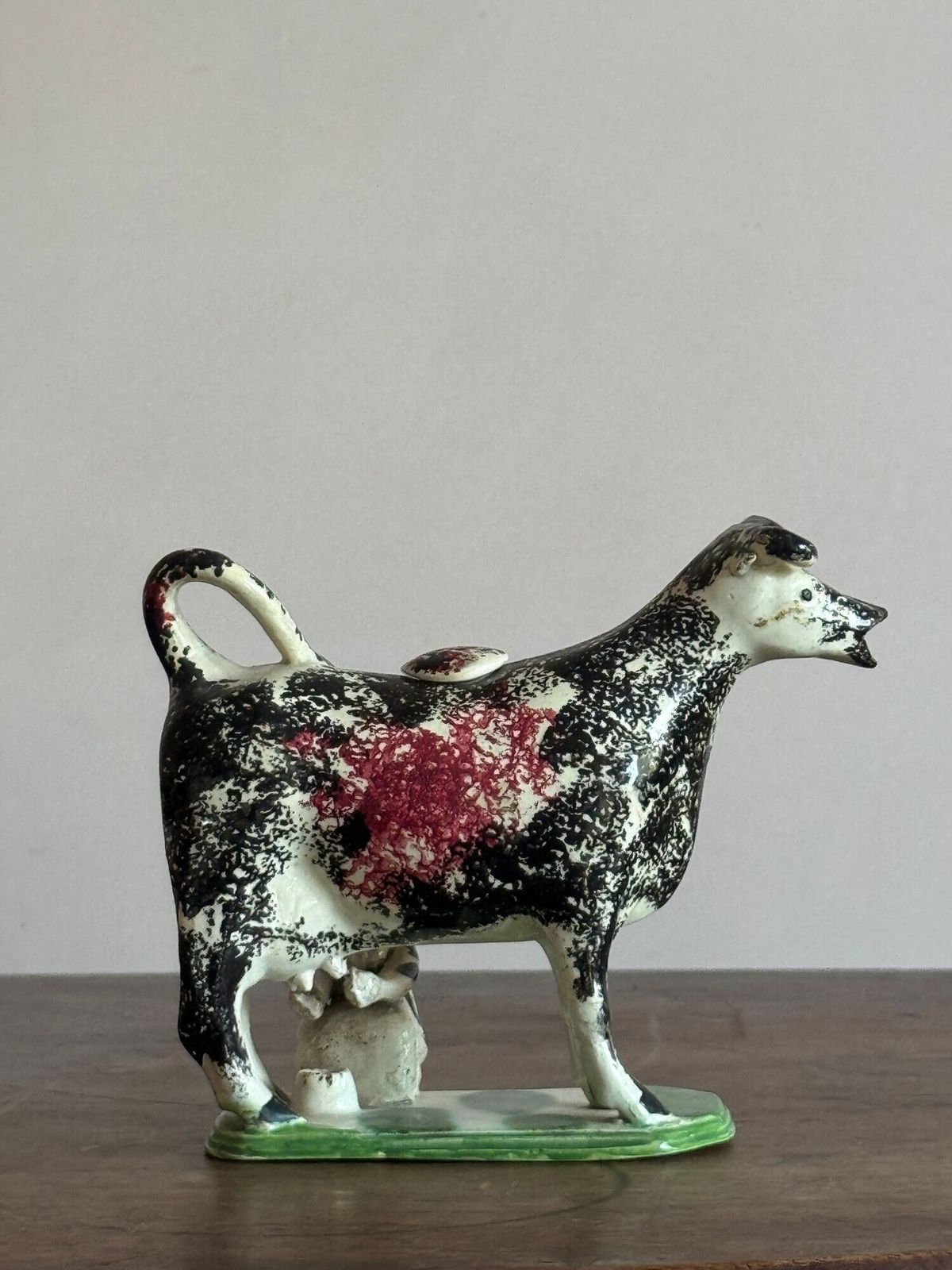 Antique Prattware Cow Creamer, 1800s photo 290.0