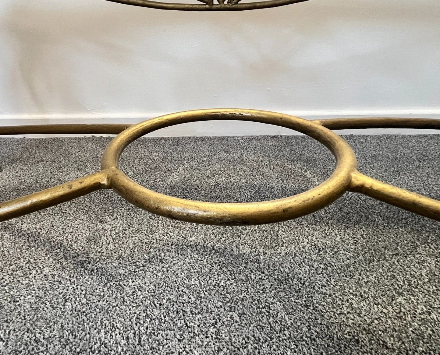 Vintage Wrought Iron Gold Coffee Table W Bevelled Glass Top – Ornate Vine Design photo buy