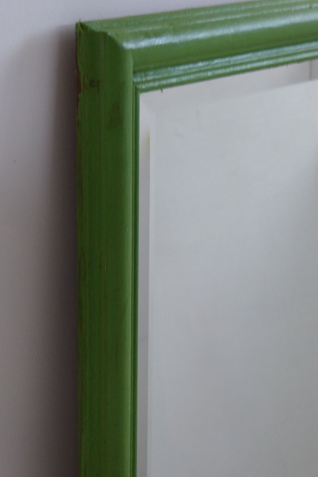 photo for sale Antique Wall Mount Beveled Mirror With Painted Oak Frame