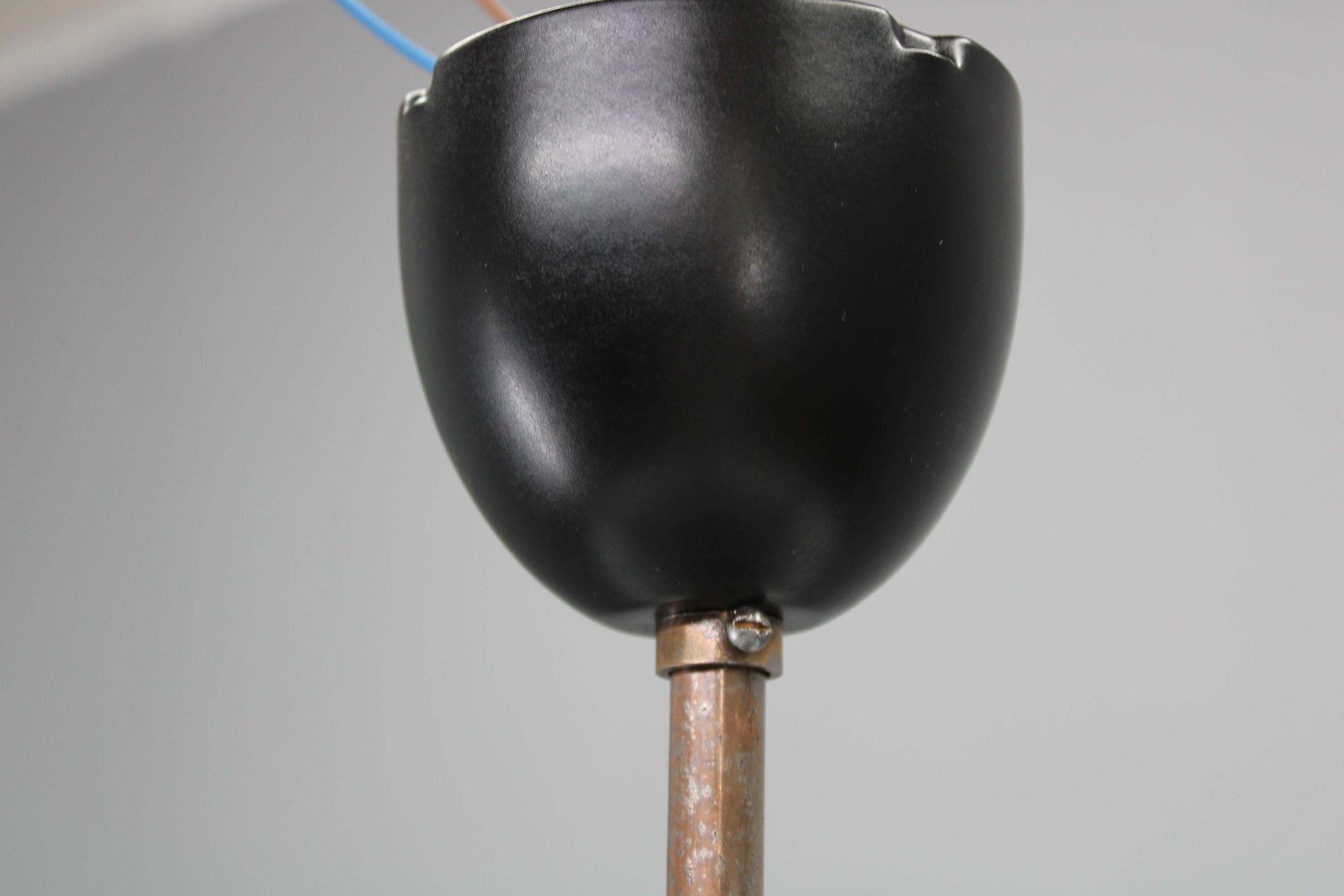 1213.0 1940s Josef Hůrka For Napako Bauhaus Ufo Pendant Light, Metal & Glass, Restored photo