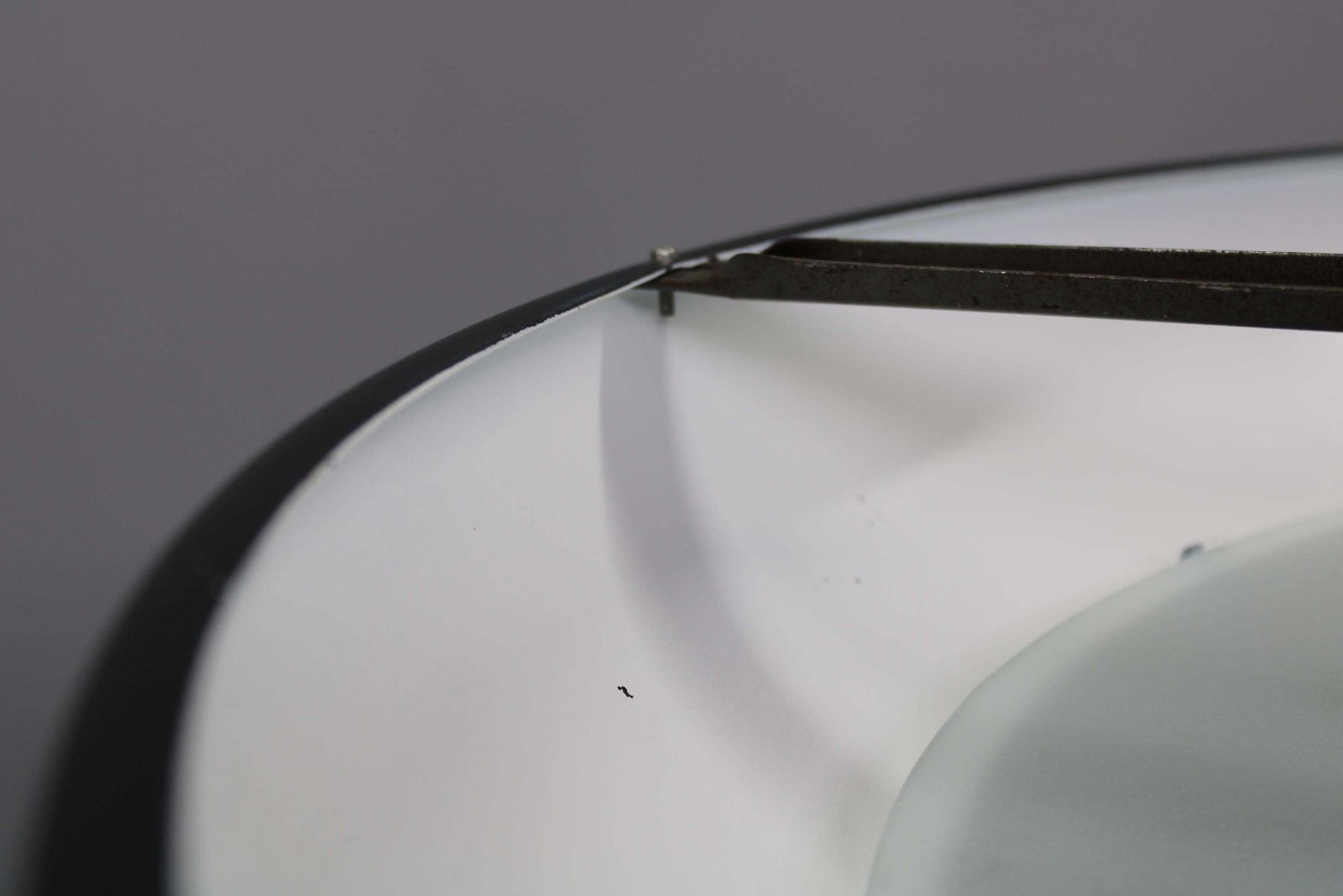 photo vinterior 1940s Josef Hůrka For Napako Bauhaus Ufo Pendant Light, Metal & Glass, Restored