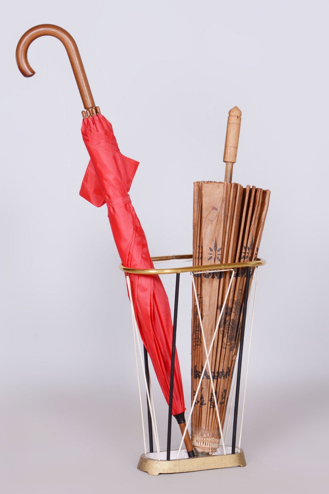 Original Mid Century Umbrella Stand, Metal, Well Preserved, Czech, 1950s photo furniture