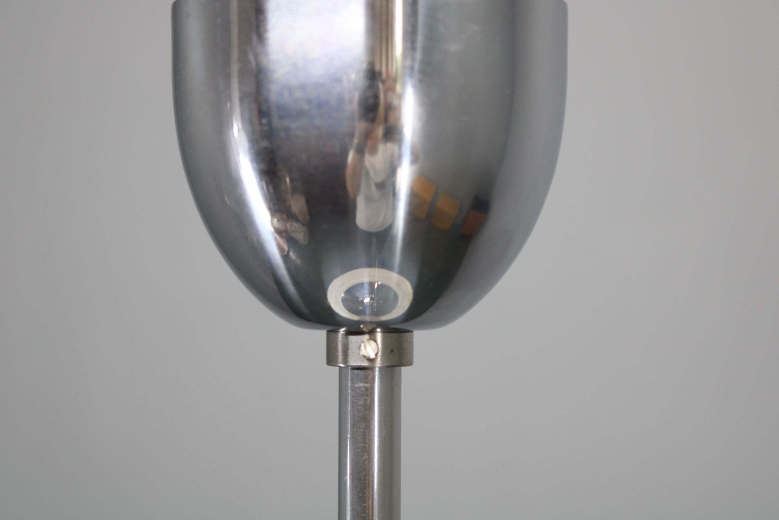 1930s Napako Art Deco Pendant Light In Chrome And Glass, Restored, New Wiring photo vintage