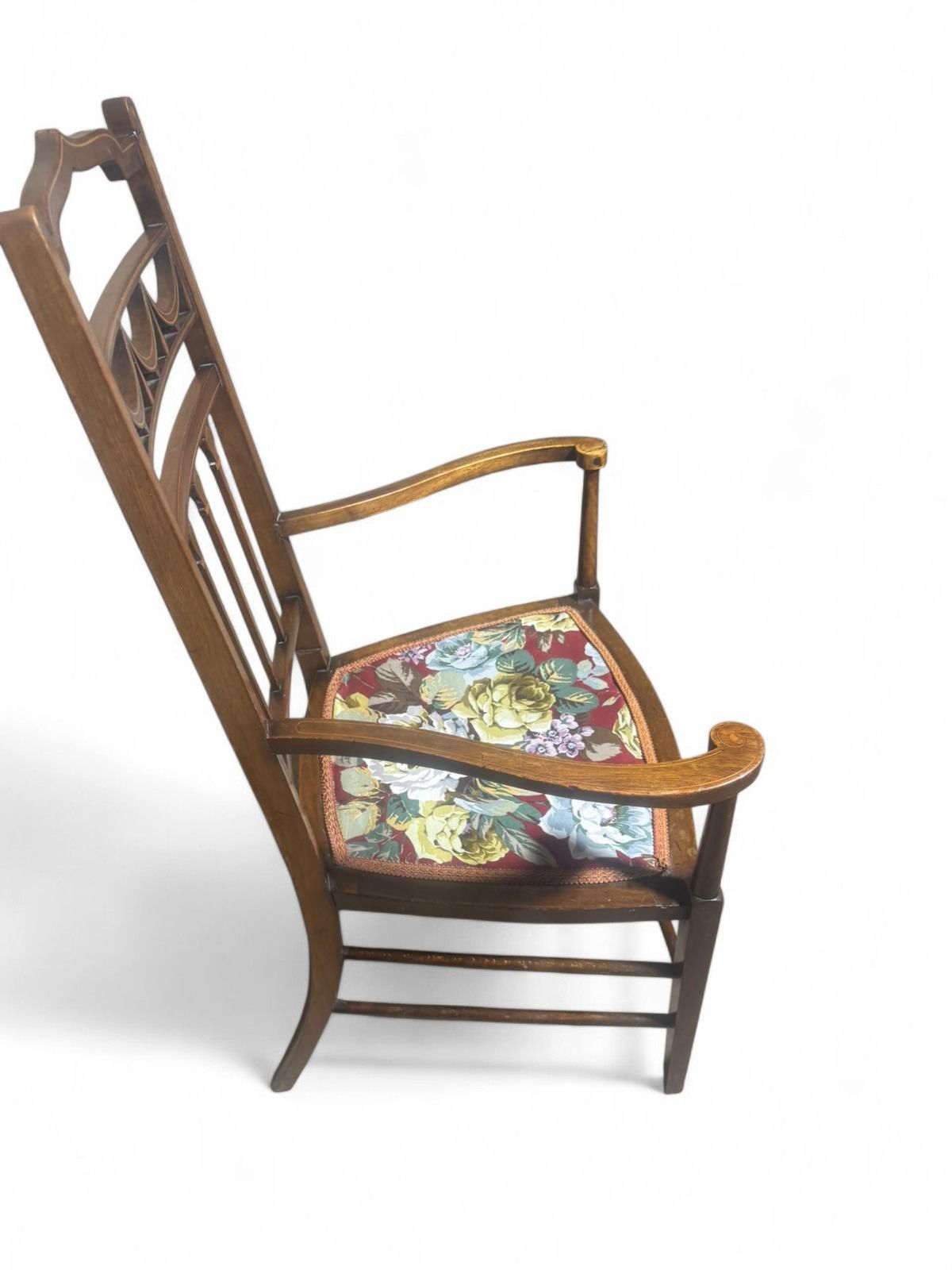 Antique Edwardian Inlaid Mahogany Armchair Art Nouveau C1900s photo buy
