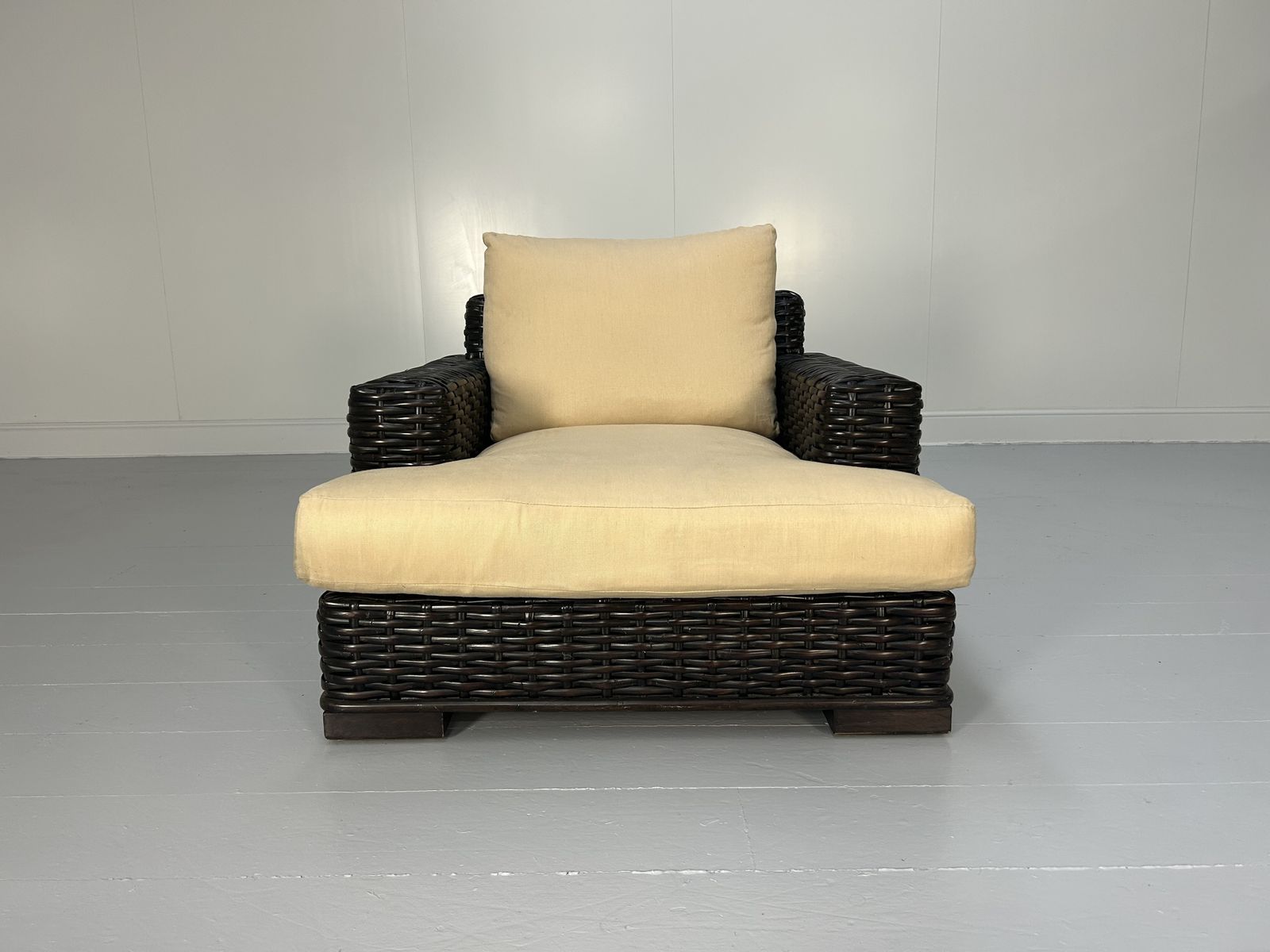 Ralph Lauren "Polo" Wicker Oversized Armchair With Linen Cushions photo furniture