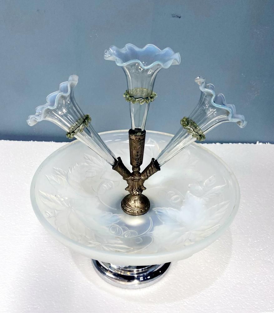 Art Deco Centrepiece Vase Julien Glass France Epergne 1930 photo Home Decor