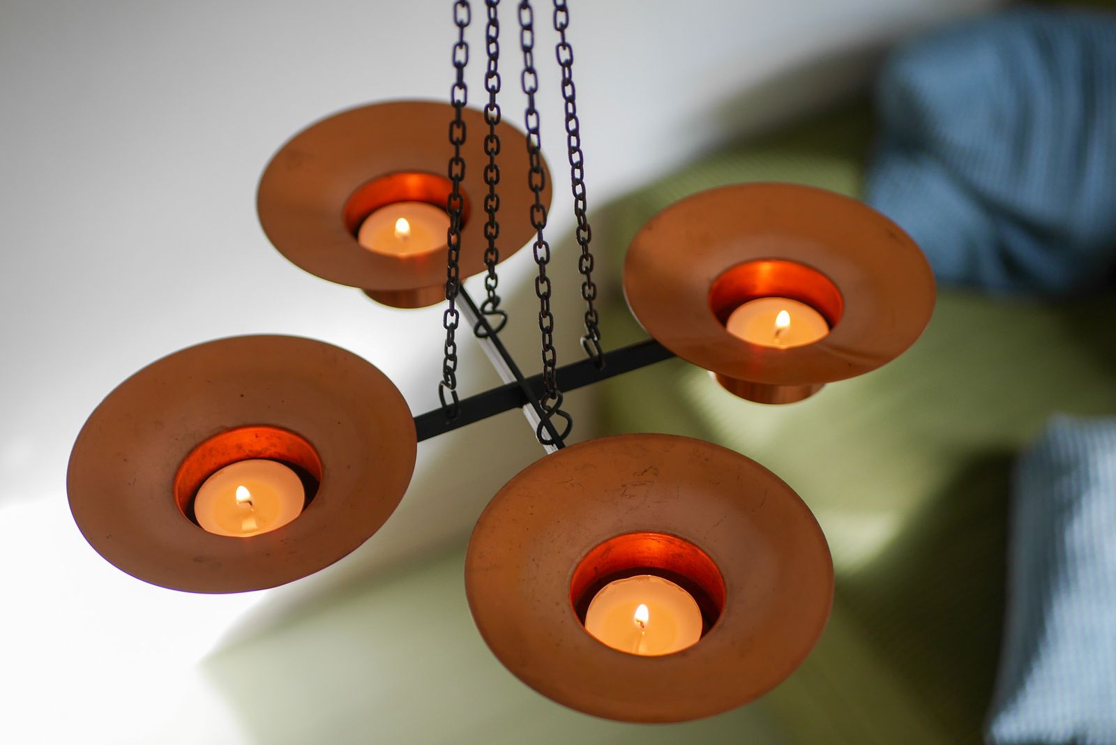 Metalen En Koperen Kandelaar Hanglamp Van Carl Thore, 1975 photo vintage