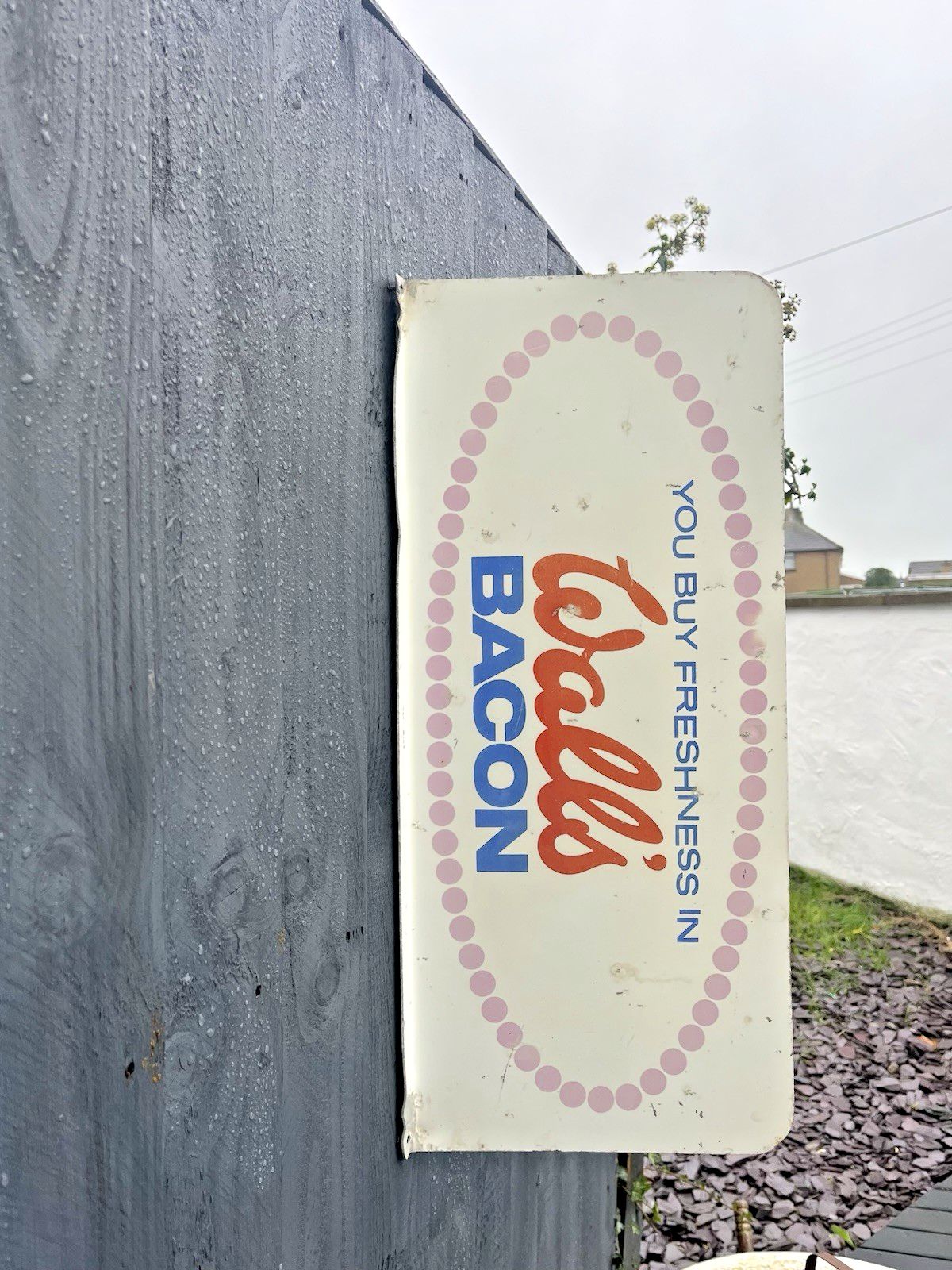 Rare Vintage Walls Bacon Not Ice Cream Metal Wall Flange Shop Butchers Sign 80's photo furniture