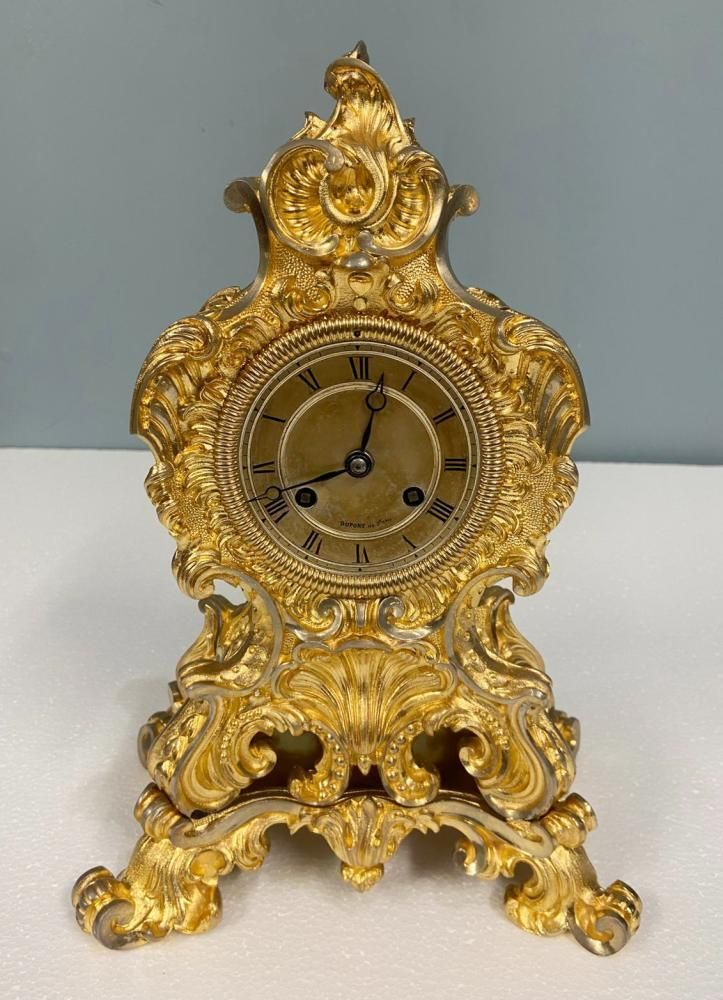 photo for sale Gilt Rococo Mantel Clock Dupont De Paris French 1850