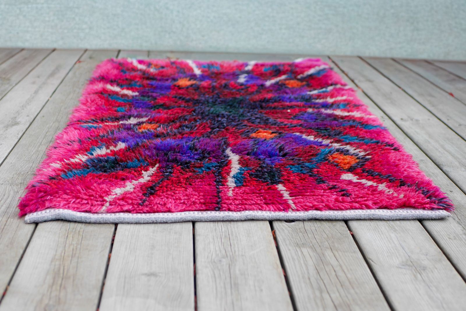 Vintage Swedish Tibet Rya Rug With Flower By Ingrid Jagarz For Mark Rya, 1960s photo vinterior