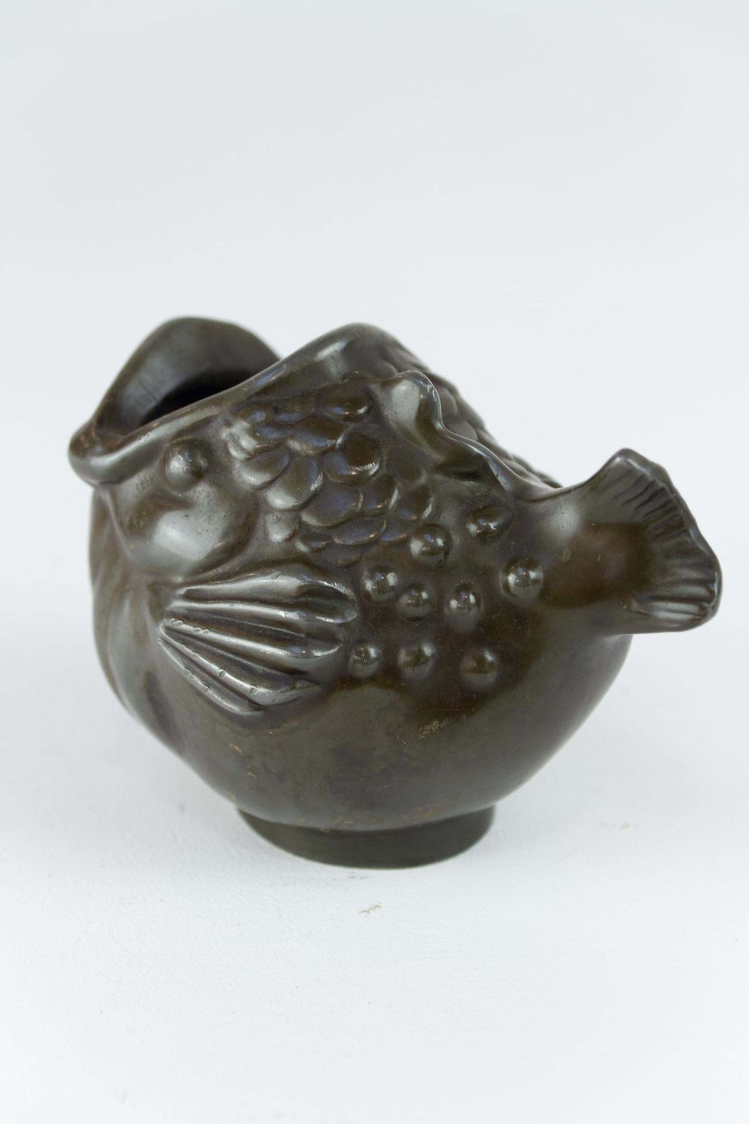 Danish Art Deco Fish Vase In Disko Metal By Just Andersen, 1930s. photo buy