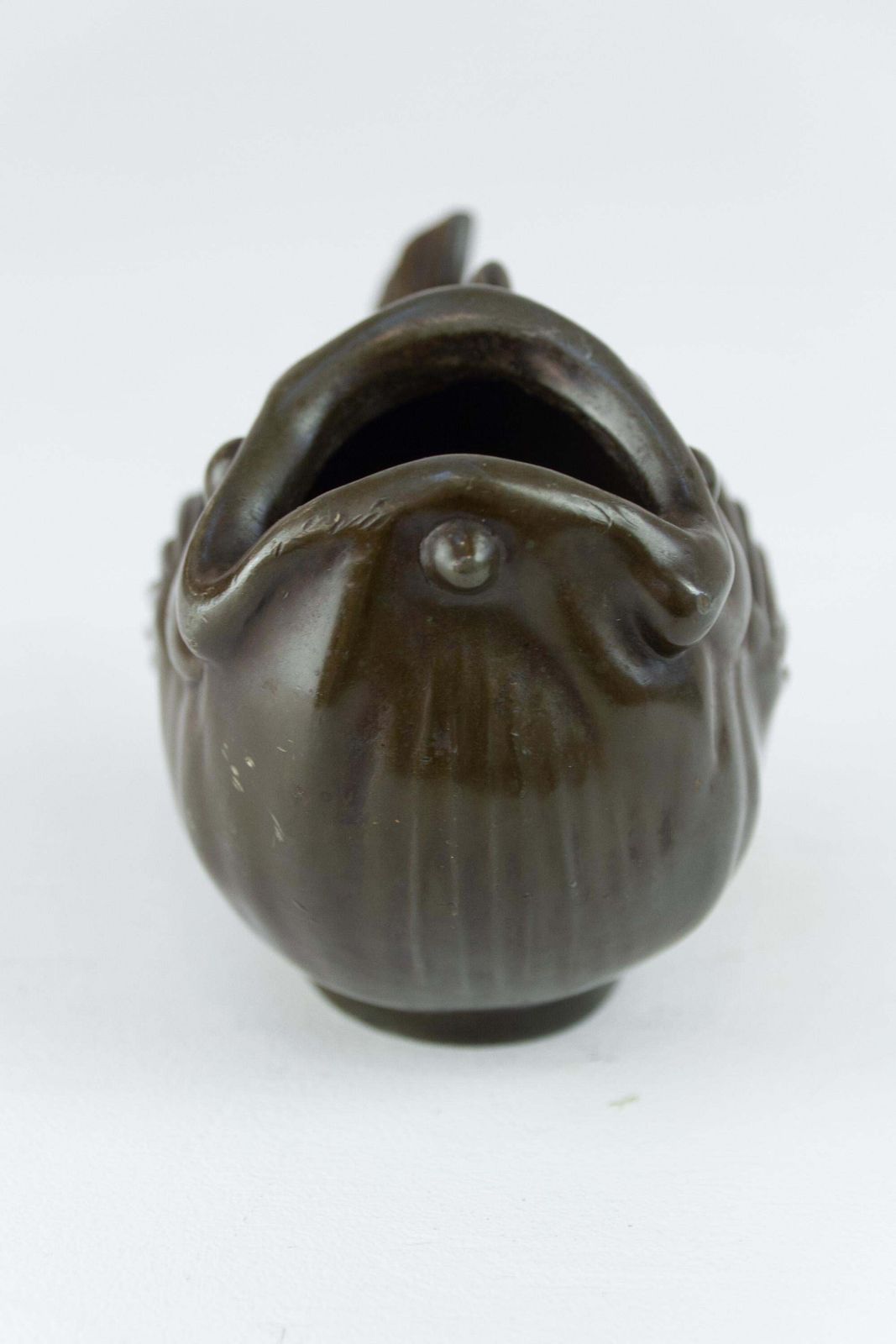 Danish Art Deco Fish Vase In Disko Metal By Just Andersen, 1930s. photo vintage