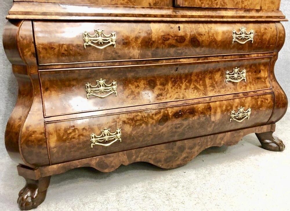 Good Burr Walnut Dutch Linen Press Cupboard photo vinterior