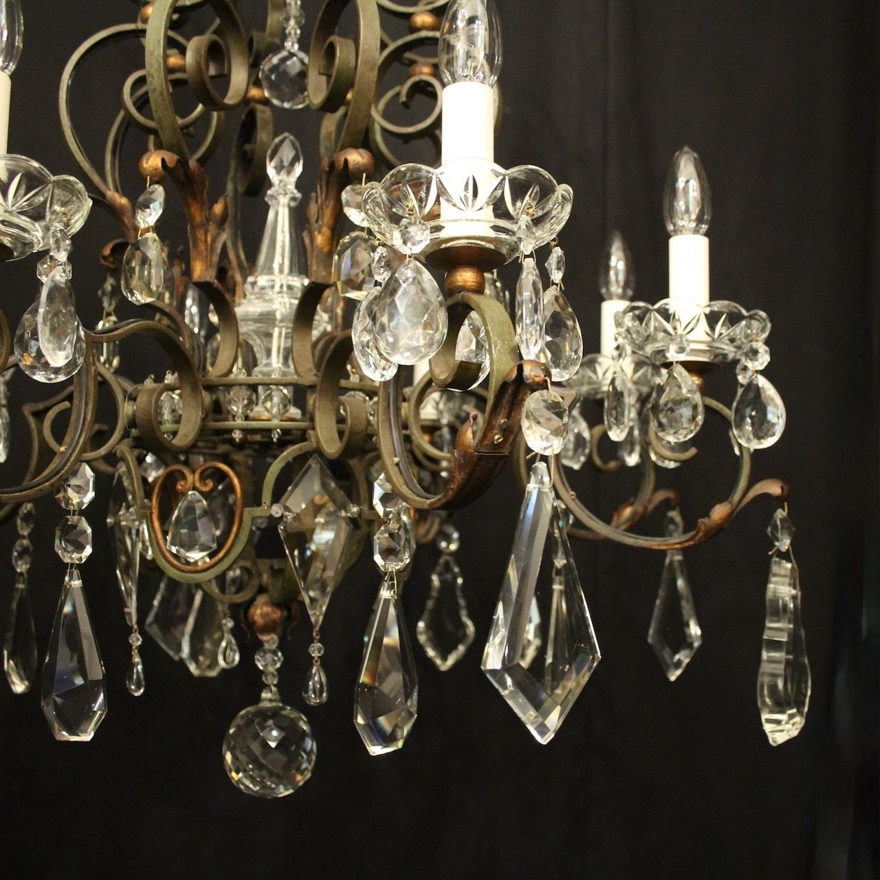French Polychrome Wrought Iron Antique Chandelier photo Lighting