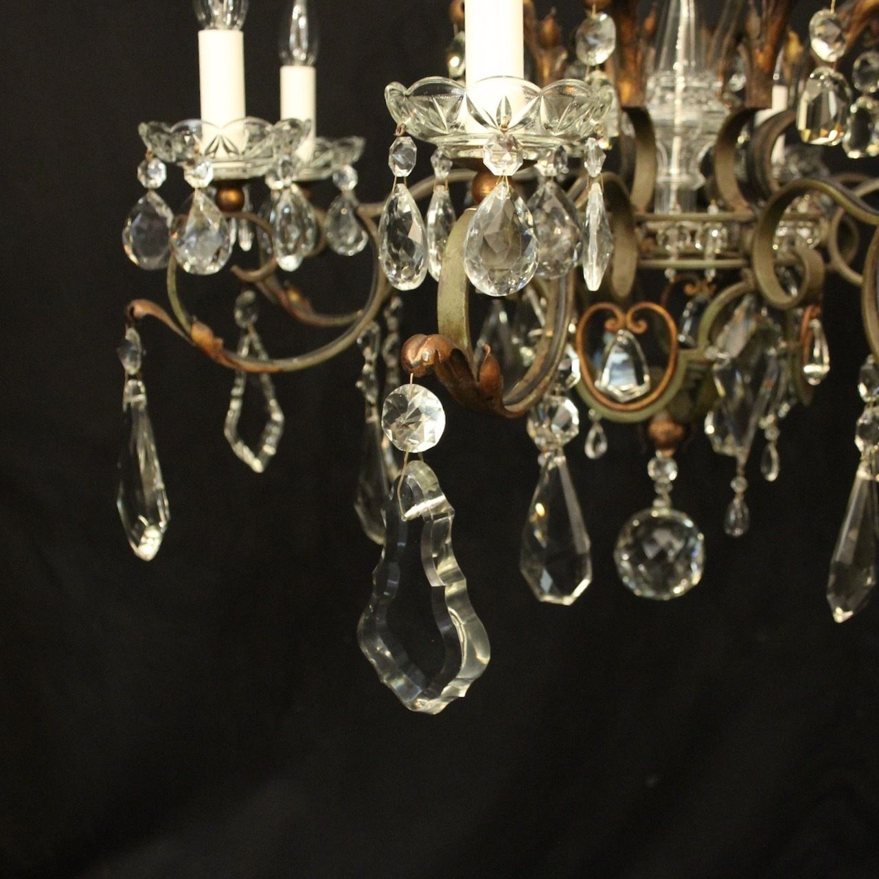 photo for sale French Polychrome Wrought Iron Antique Chandelier