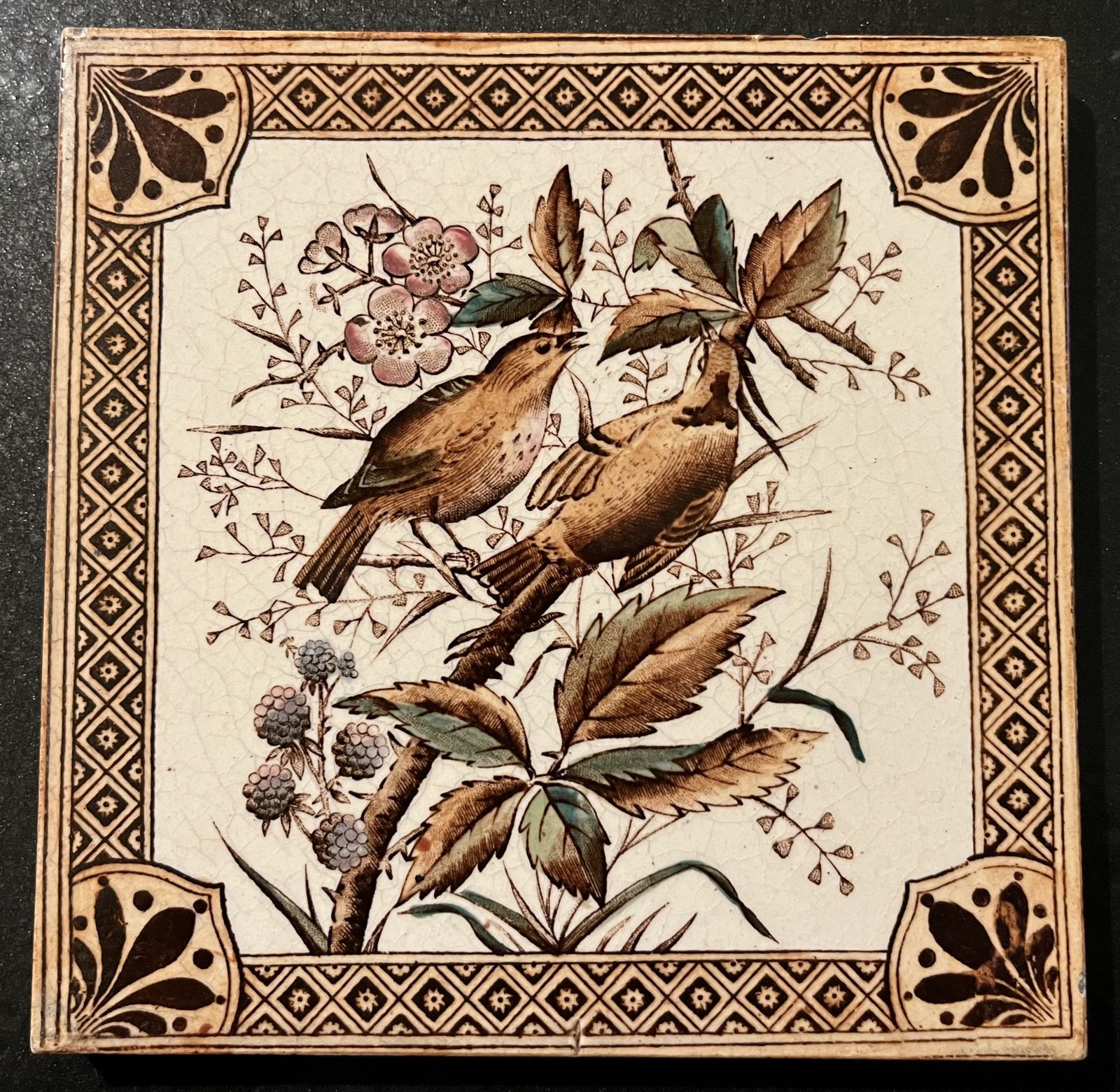 Antique Bird Pattern Tiles, Set Of 12 photo furniture