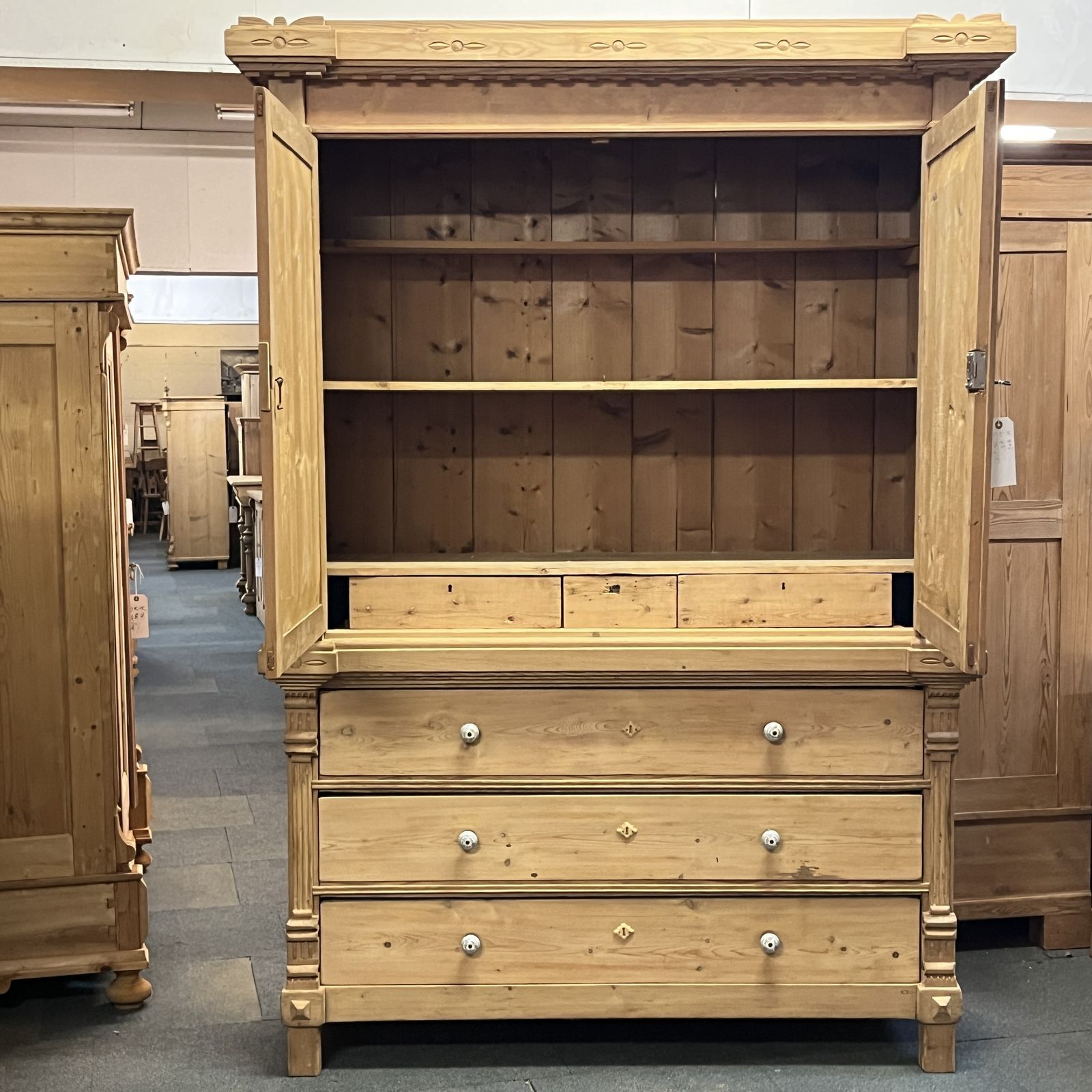 Large Dutch Antique Pine Linen Press photo furniture