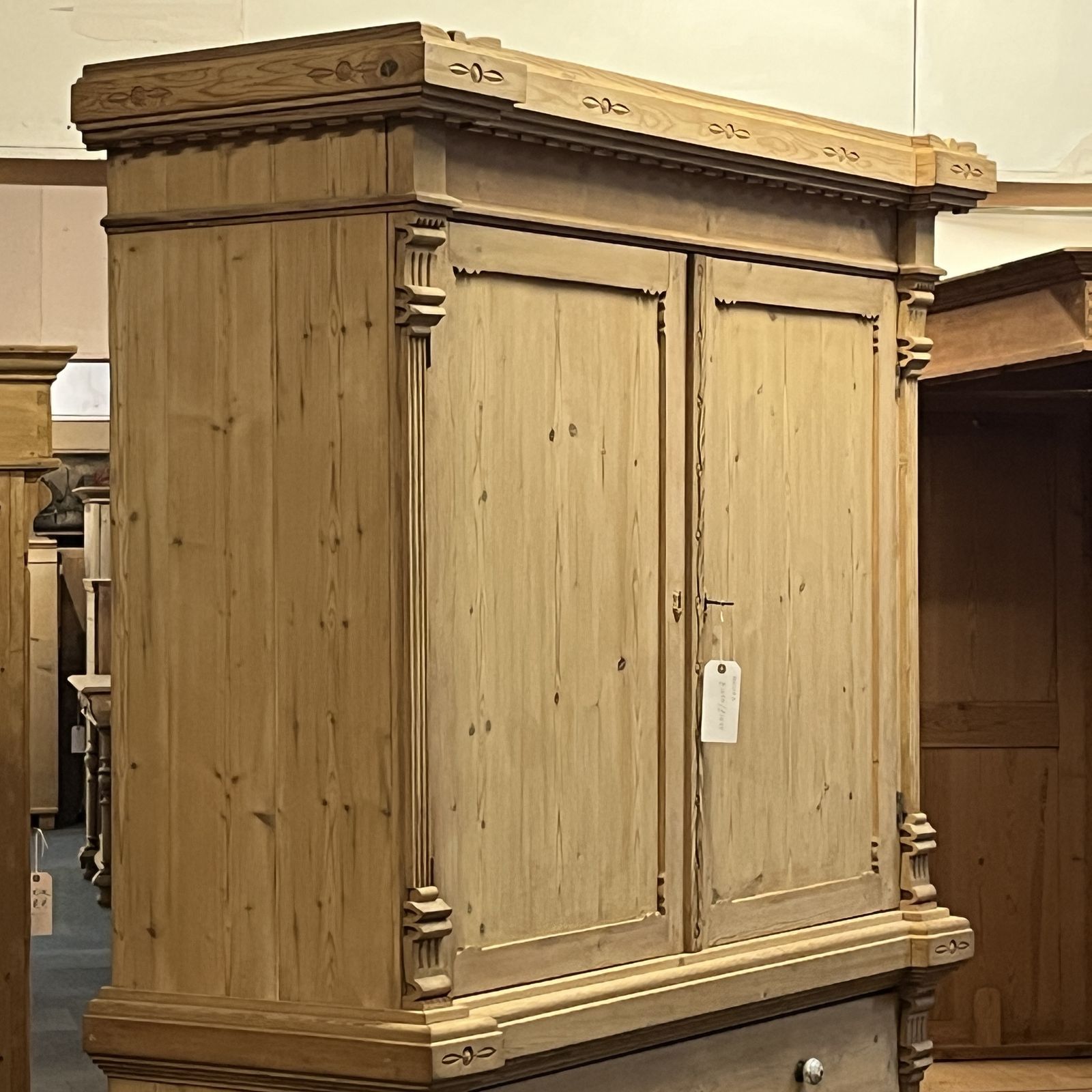 Large Dutch Antique Pine Linen Press photo buy