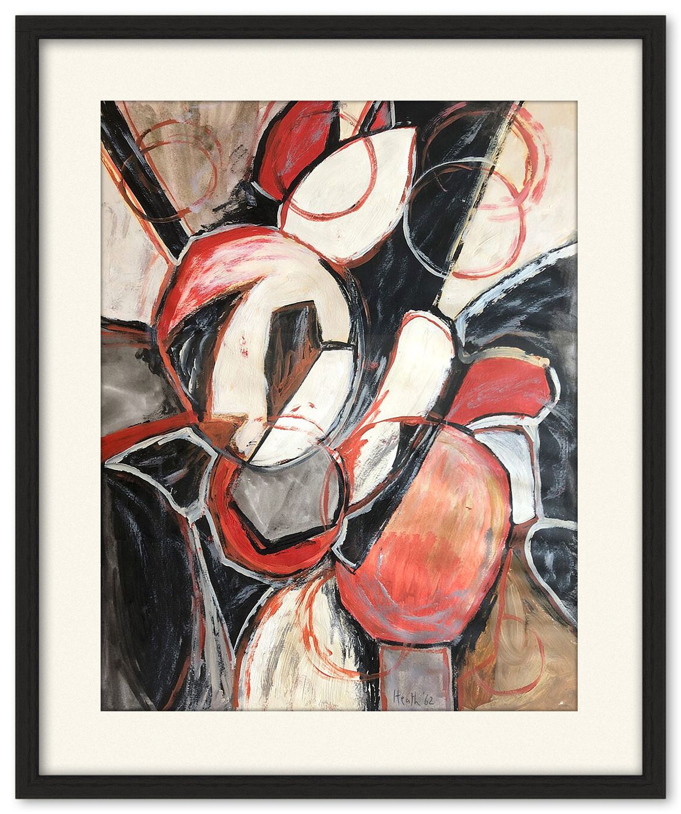 Dynamic 1960s Painting On Paper, Attr. Adrian Heath