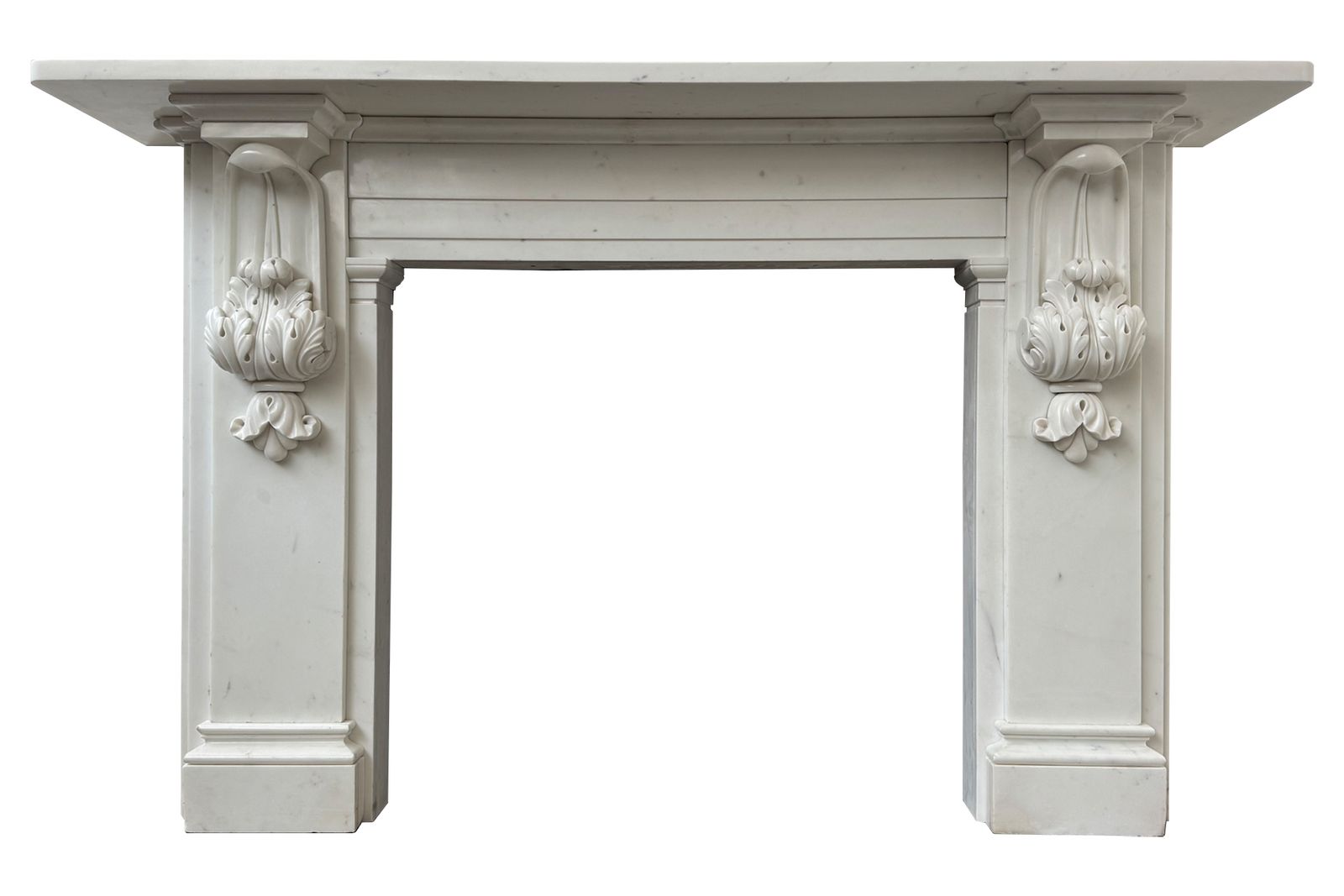 photo vintage Substantial Antique William IV Carved Statuary White Marble Fireplace Surround