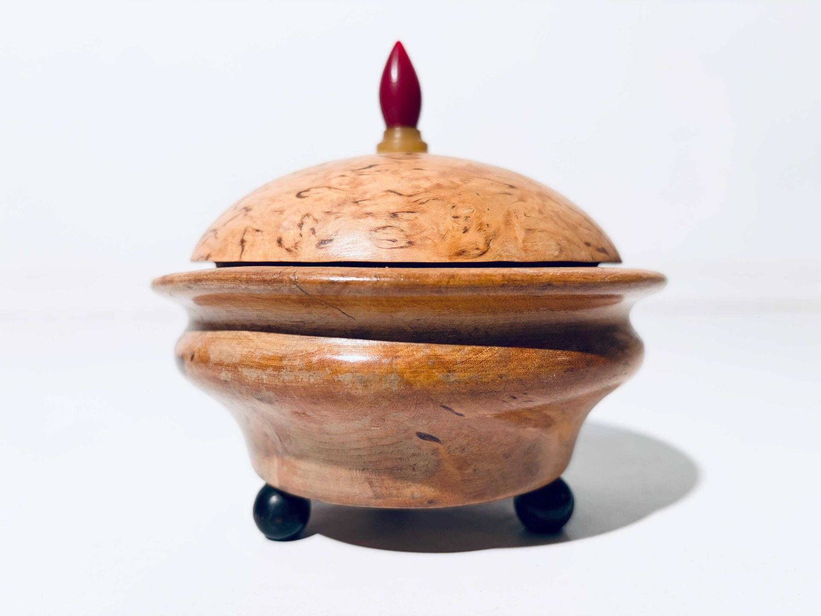 Art Deco Wooden Jewelery Box Round Bowl With Lid / 1920s Design Decor photo furniture