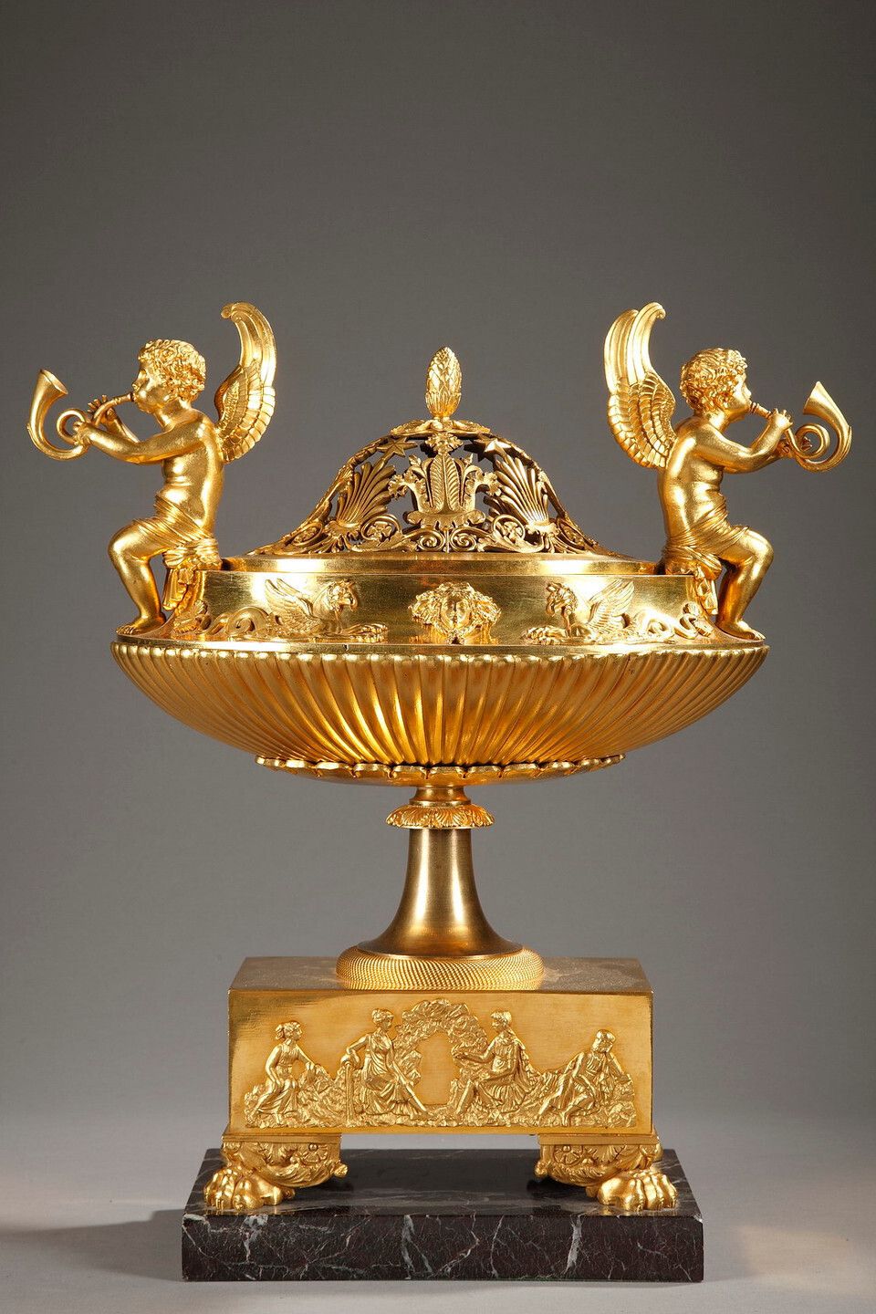 Empire Period Gilt Bronze And Marble Centerpiece/Incense Burner