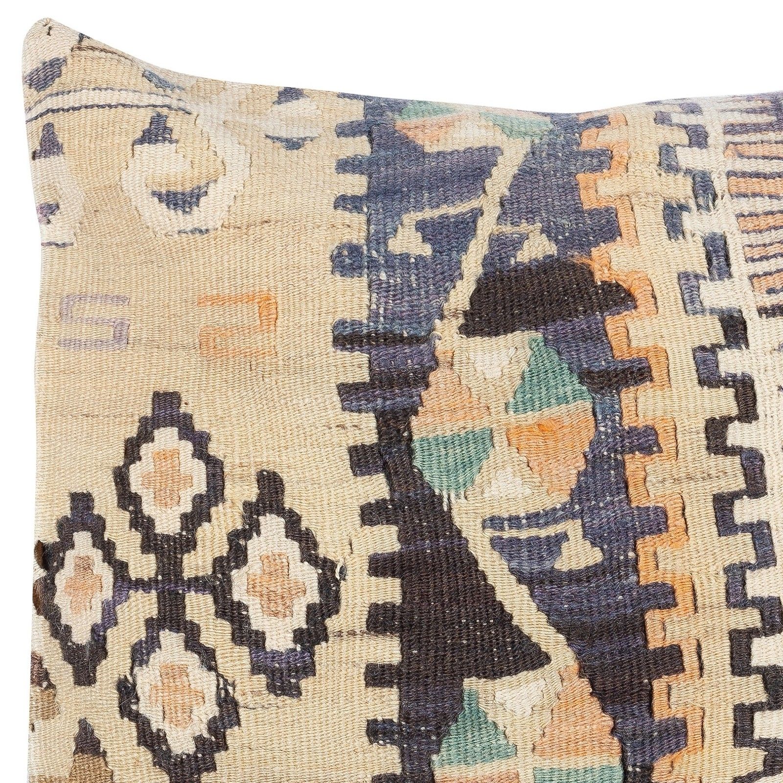 15"X15" Handwoven Kilim Cushion Cover. Vintage Accent Pillow. Wool Throw Pillow photo for sale