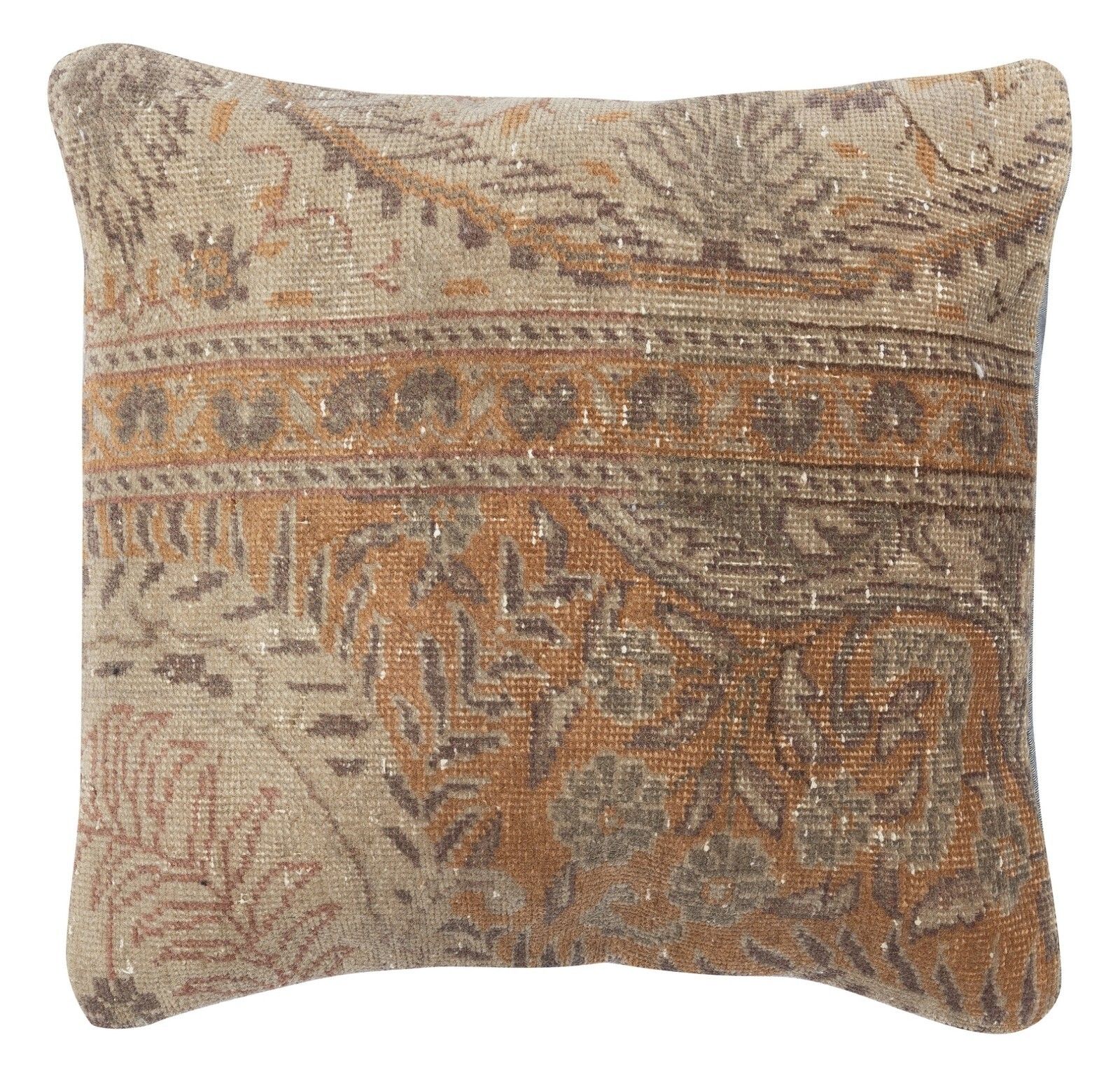 17"X17" Vintage Turkish Rug Pillow Cover. Farmhouse Decor Handmade Cushion Cover