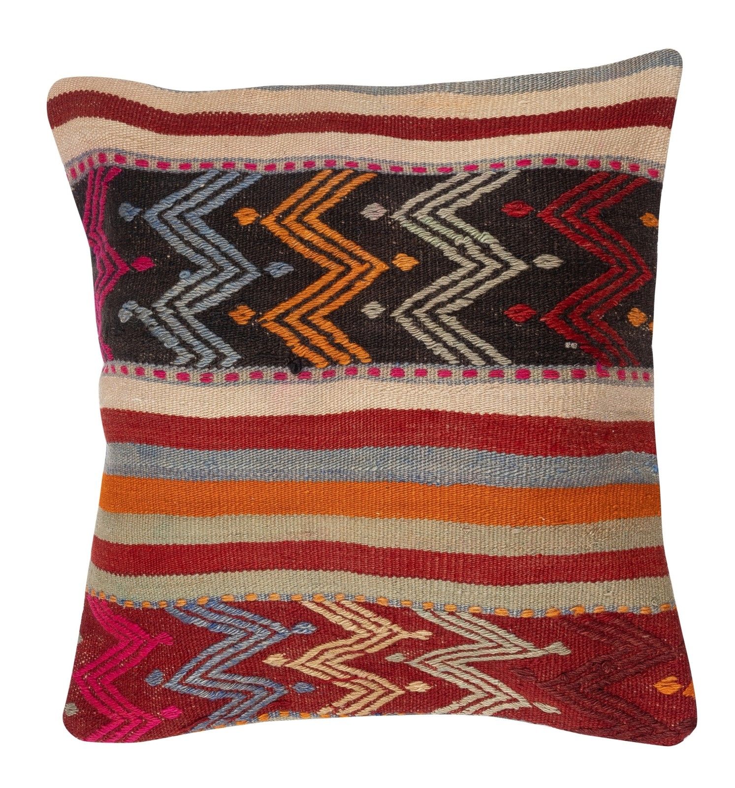 20"X20" Set Of 2 Hand Woven Kilim Cushion Covers. A Pair Of Lace Pillow Covers photo for sale