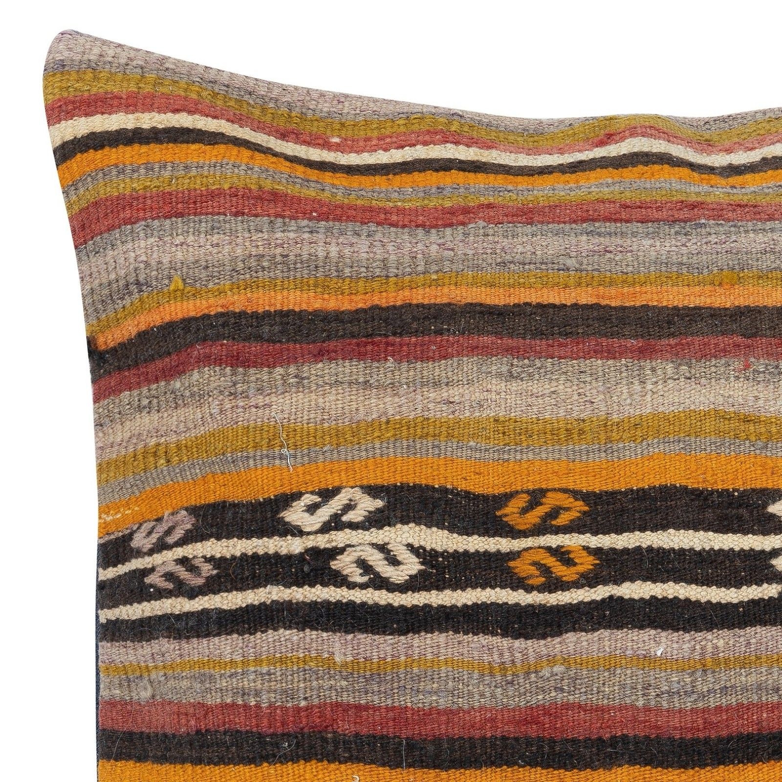 24"X24" Hand Woven Kilim Cushion Cover. Throw Pillow. Striped Lace Pillow Cover photo for sale