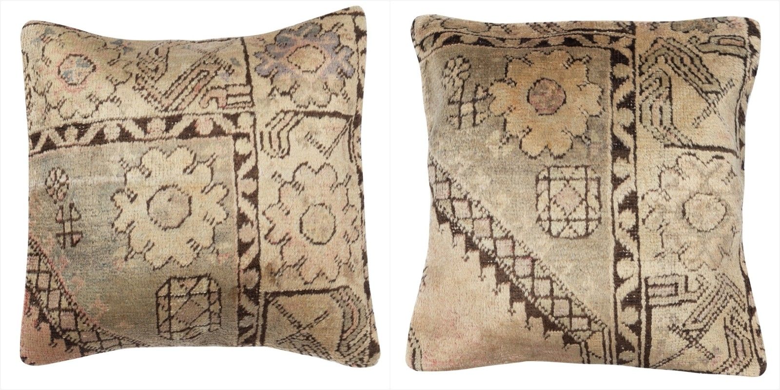 20"X20" Set Of 2 Handknotted Rug Cushion Covers. A Pair Of Lace Pillow Covers