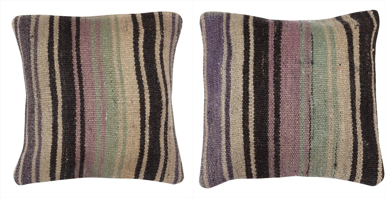 16"X16" Set Of 2 Hand Woven Kilim Cushion Covers. A Pair Of Lace Pillow Covers