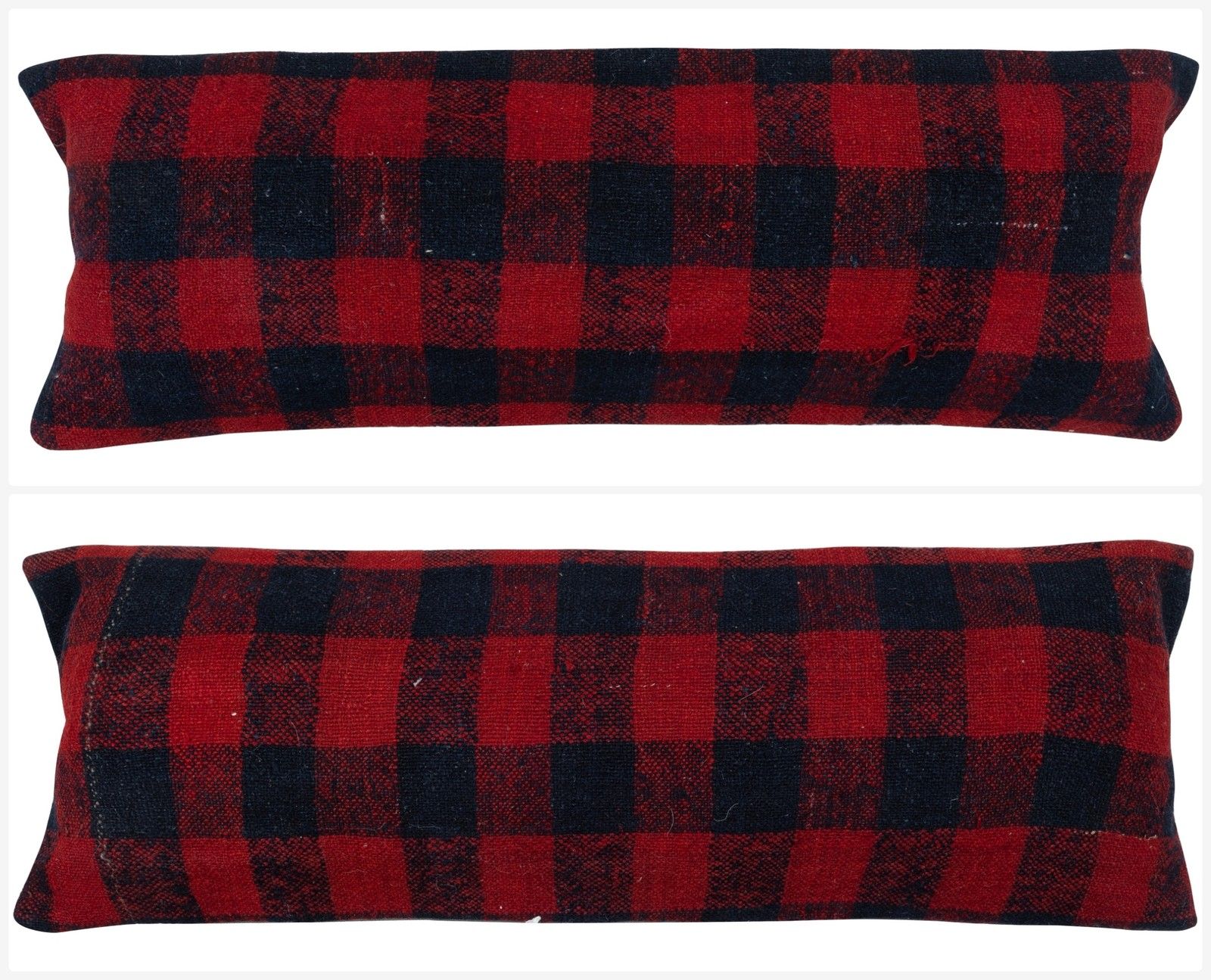 12"X35" Set Of 2 Handmade Kilim Lumbar Pillow Covers. A Pair Of Cushion Covers