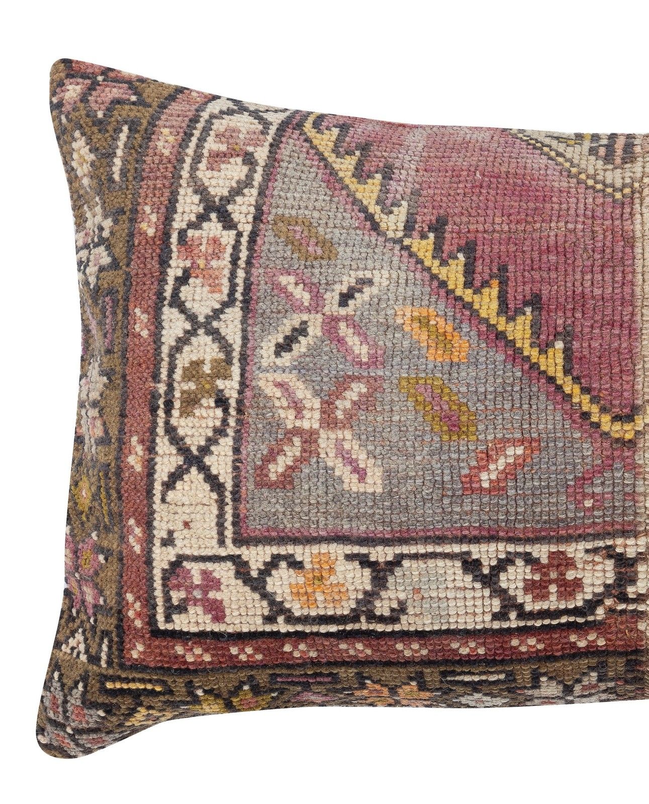 16"X28" Hand Knotted Wool Rug Lumbar Pillow Cover. Turkish Accent Pillow Cover photo furniture