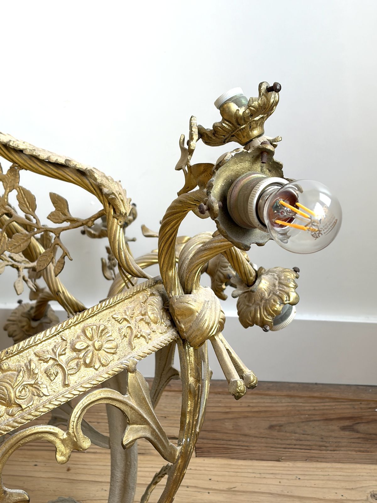Antique French Gilt Bronze Chandelier photo Lighting