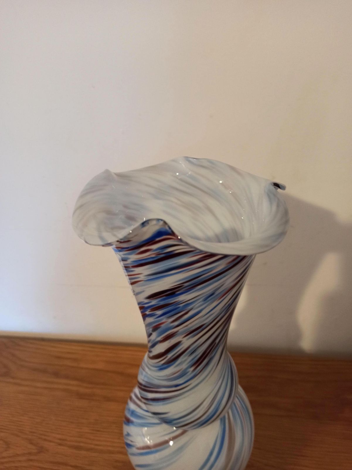Caithness Glass Vase. Marble / Swirl Effect Pattern. Petal Style Top. Good Condition. Vintage. photo for sale
